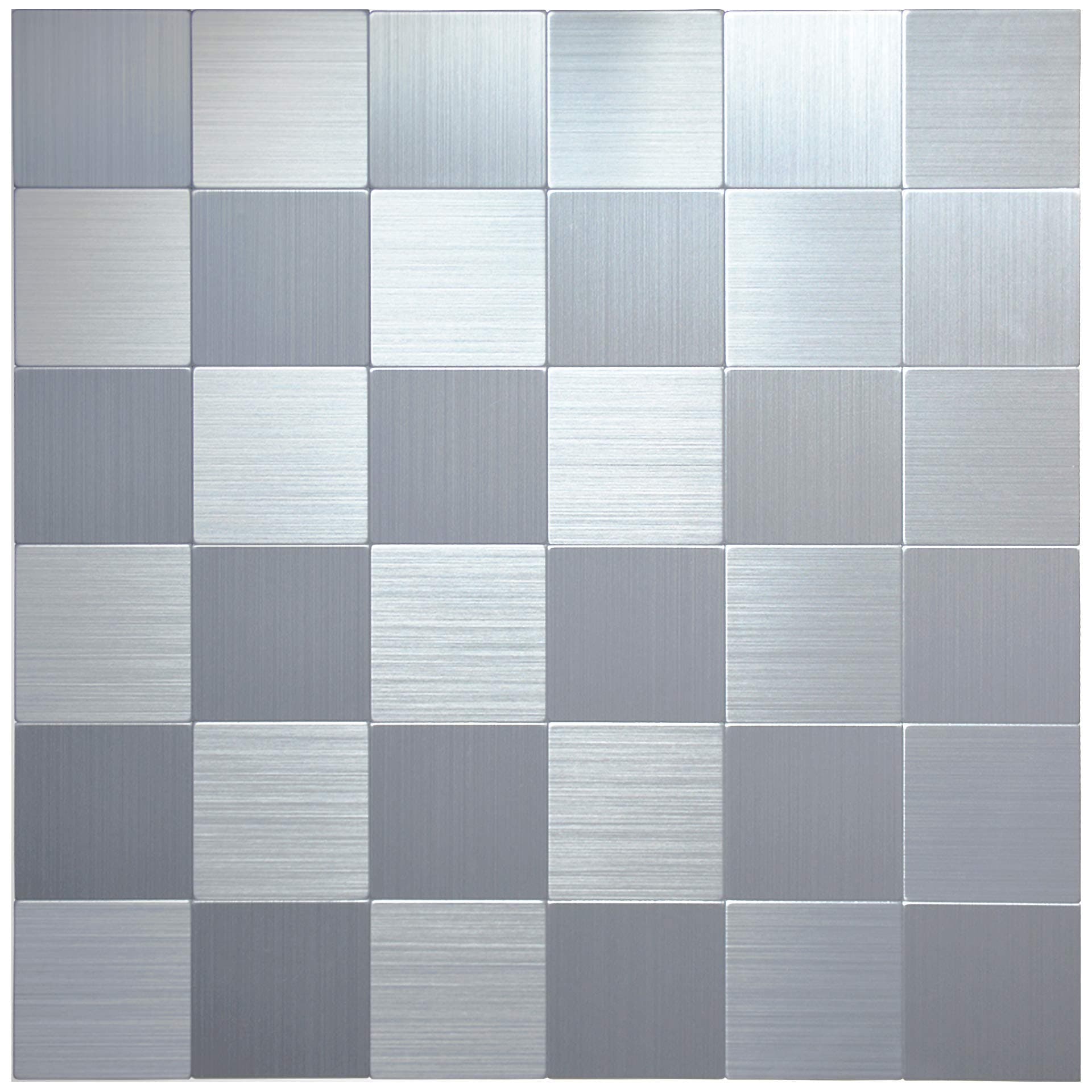 Crystiles Kitchen Backsplash Peel and Stick Mosaics Brushed Aluminum Wall Tile Backsplash Stick On Metal Tiles, 12" X 12", 4-Pack