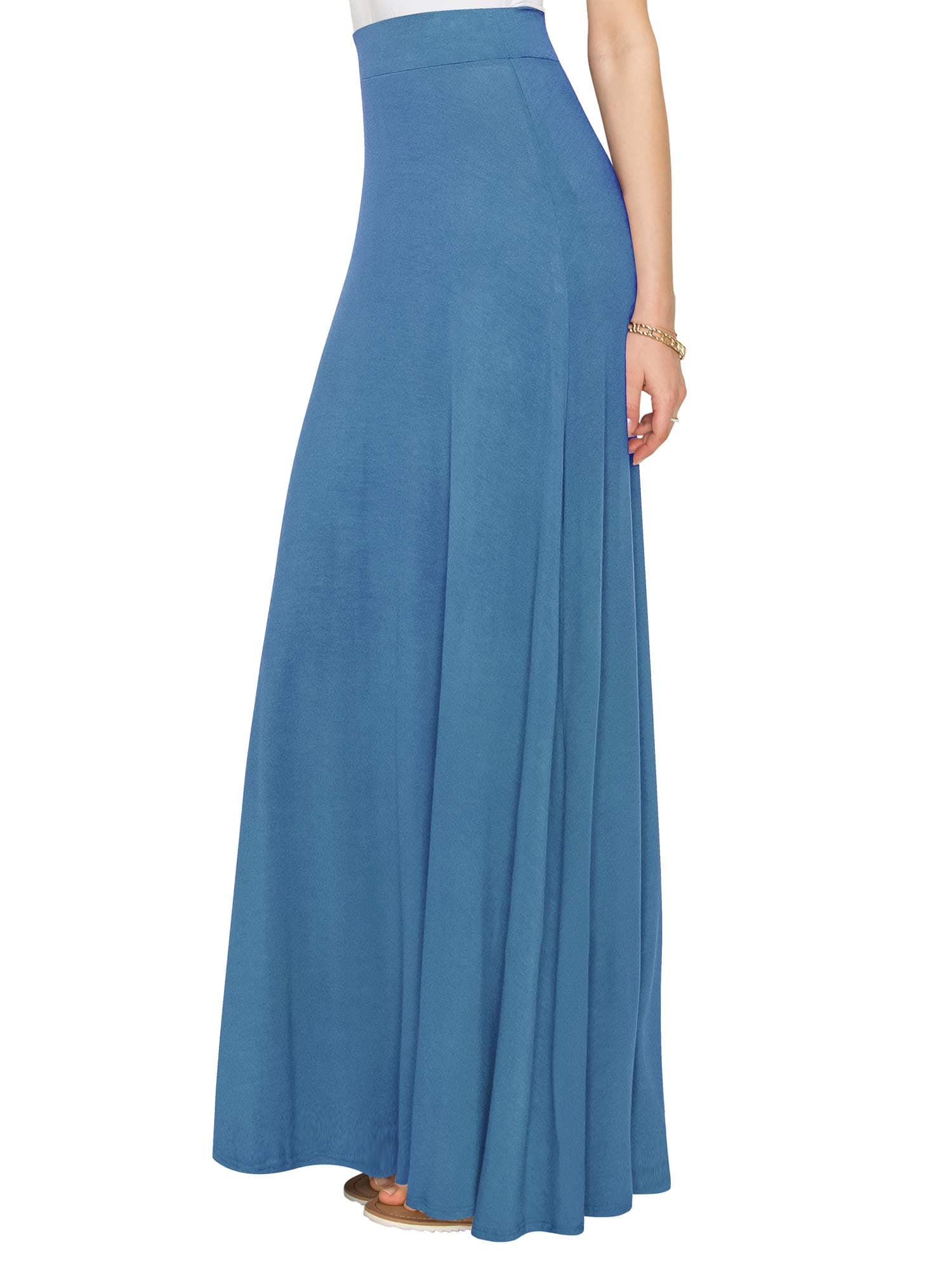 Lock and Love Women's Casual Comfy Stylish High Waist Flare Long Maxi Skirt – Available in Print & Solid Options