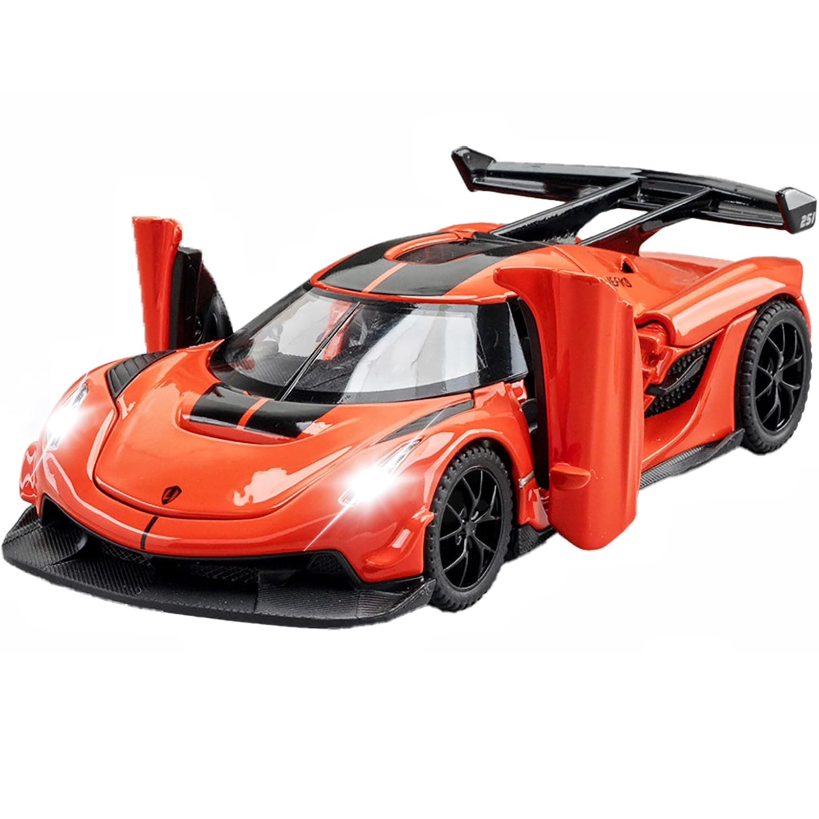 Kids Toy Cars Compatible for Jesko Model Car 1/32 Die-cast Pull Back Collect Model with Sound and Light Toy Vehicle for 3+Year Old Boys Festival Gift(Orange)