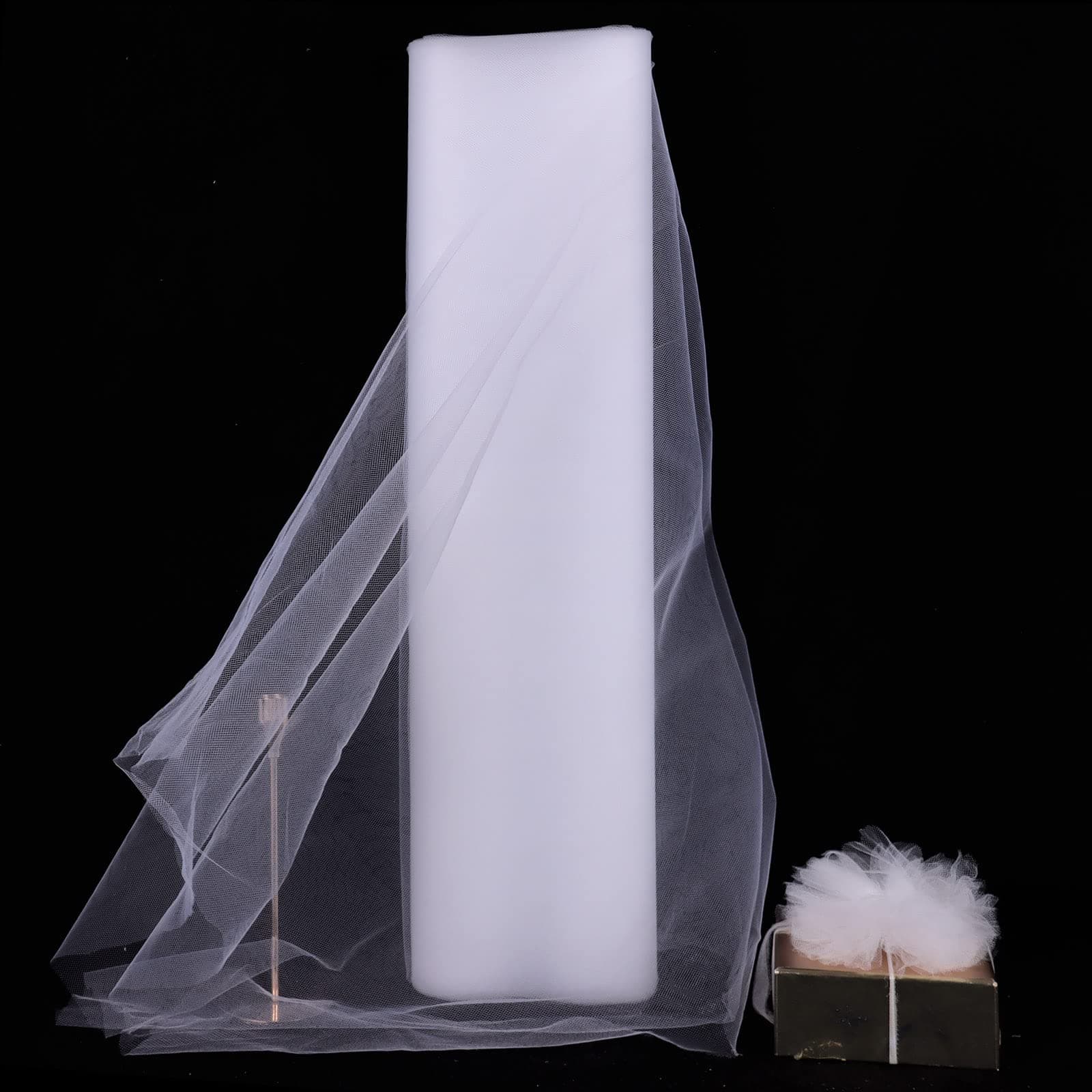 HAVII 54" x 20 Yards (60 ft) White Tulle Rolls Bolt for Wedding Birthday Party Decoration Tutu Table Skirt Tulle Fabric Spool Wrapping Ribbon Crafts