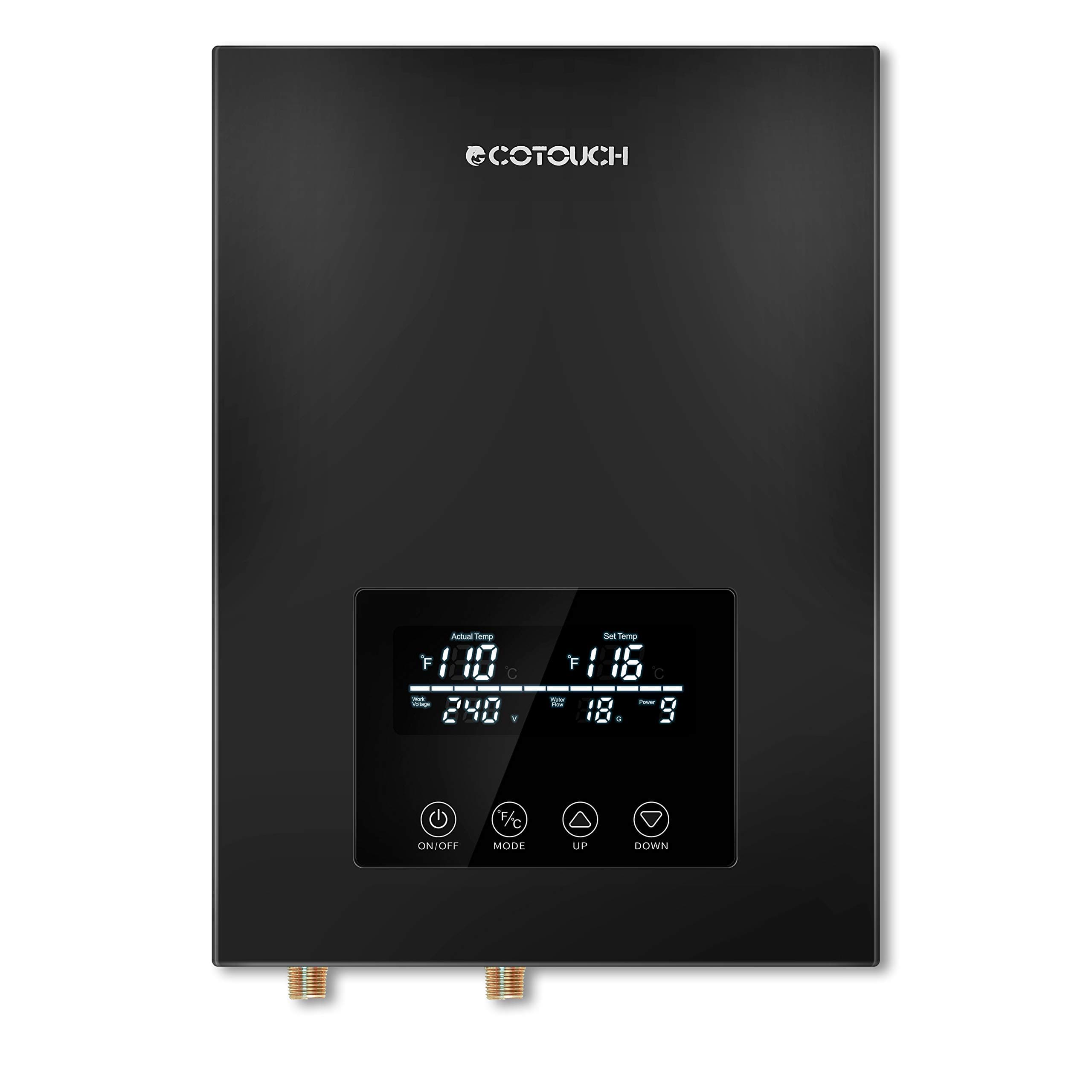 Tankless Water Heater Electric, ECOTOUCH 9kW 240V On Demand Hot Water Heater Electric Instant Water Heaters with Self-Modulating, ETL Certificated, Space Saving Design, ECO90B Black