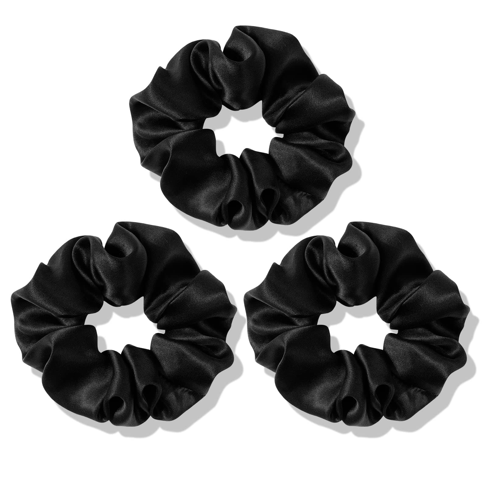 OLESILK 100% Mulberry Silk-Scrunchies for Hair Sleep, Women Grils Silk Hair Ties for Frizz & Breakage Curly Hair, No Damage, Elastics Ponytail Holder, 3 Pack