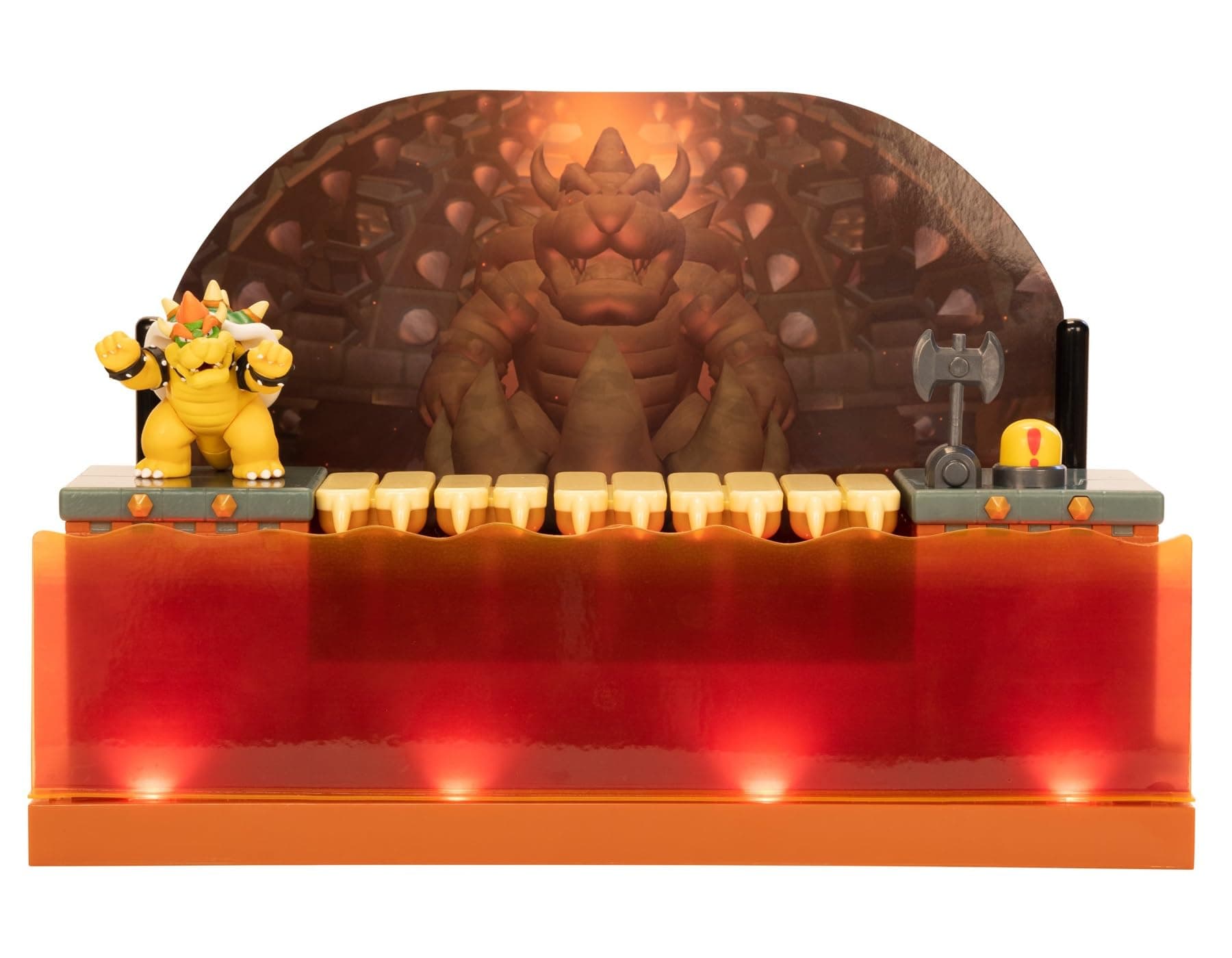 Nintendo Deluxe Bowser Battle Playset with Lights and Sounds, 2.5 Inch Bowser Action Figure Included
