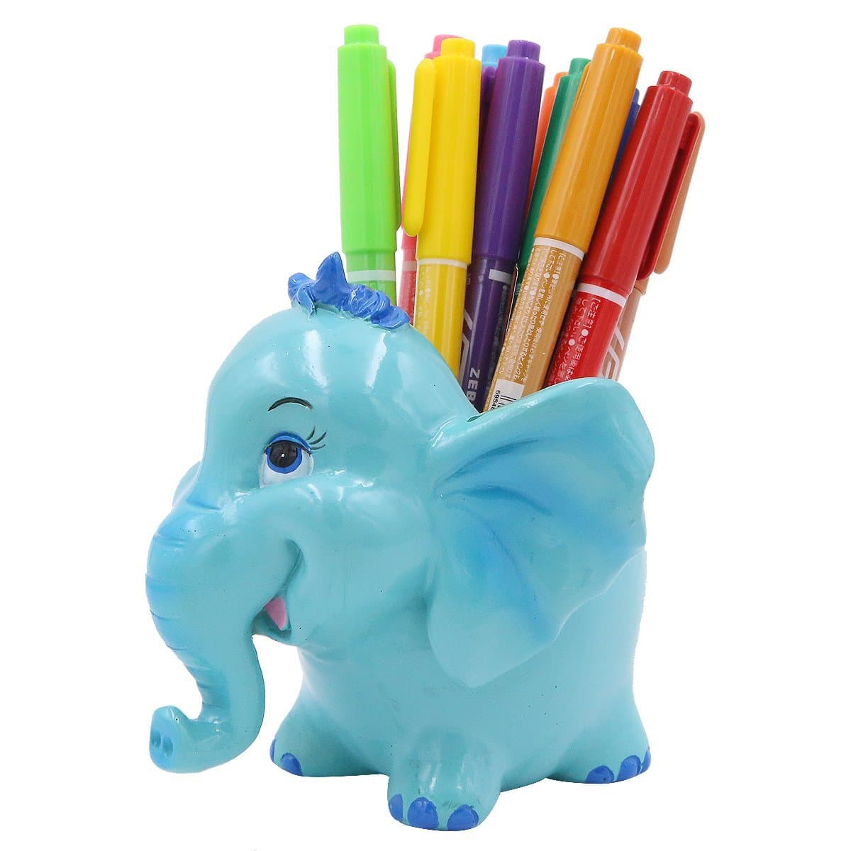 Exquisite Cute Resin Animal Pen Pencil Holder Storage Box Desk Organizer Accessories (Elephant)