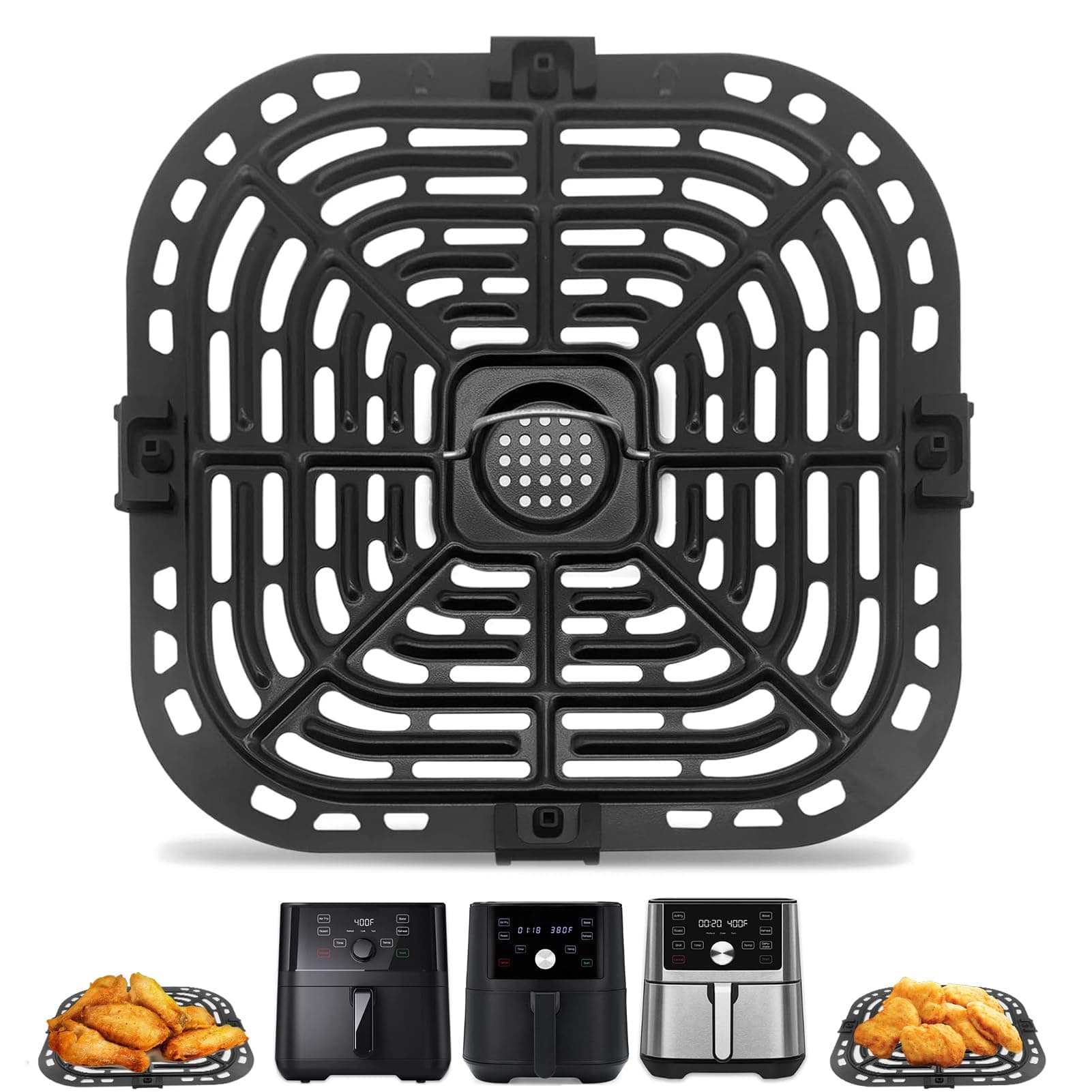 GXF Air Fryer Accessories for Instant Vortex Gourmia, Original Replacement Grill Plate Pan Crisper Tray Rack Parts Plus Gourmia 6 Quart Fryer, Dishwasher Safe
