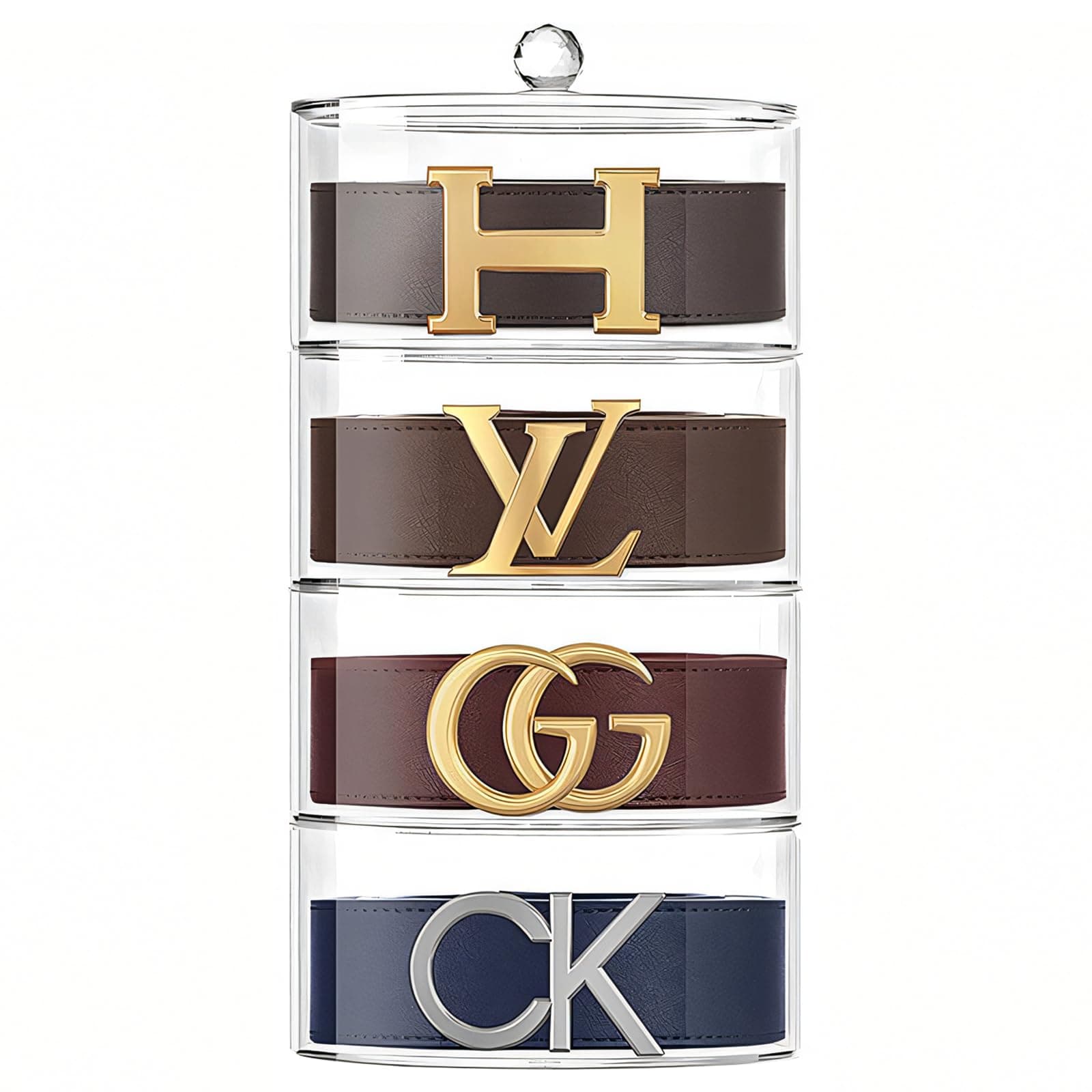 Acrylic Belt Organizer, 4-Layer Transparent Closet Accessories Organizer for Jewelry, Watches, Bracelets, Rings, Cosmetics
