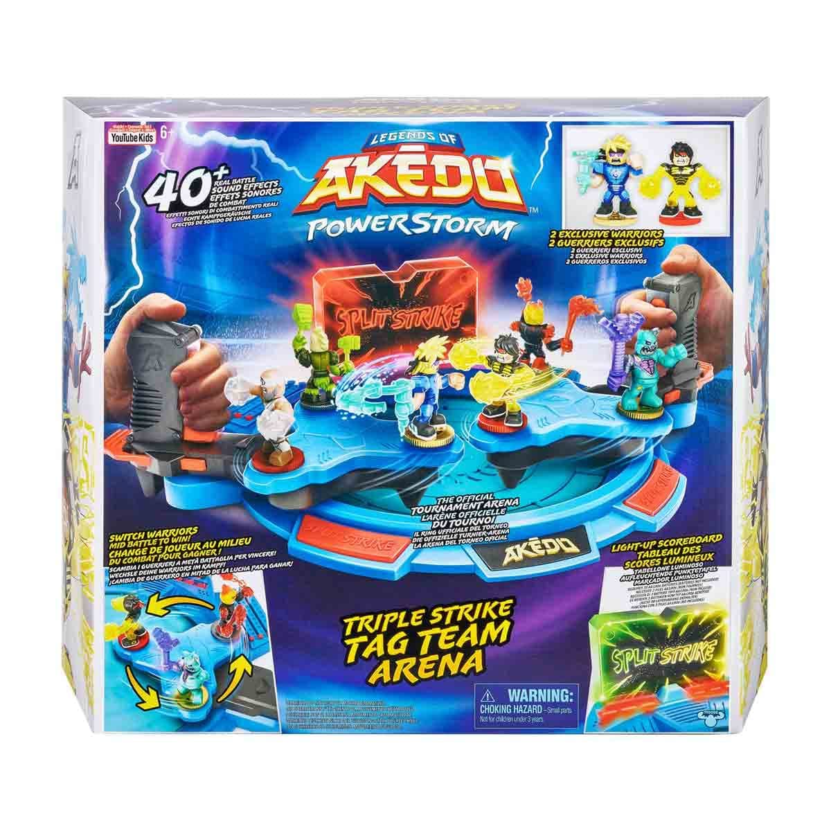 Akedo Legends of Powerstorm Triple Strike Tag Team Arena with 40+ Battle Sound Effects, Light Up Scoreboard and 2 Battling Warriors exclusive to the playset