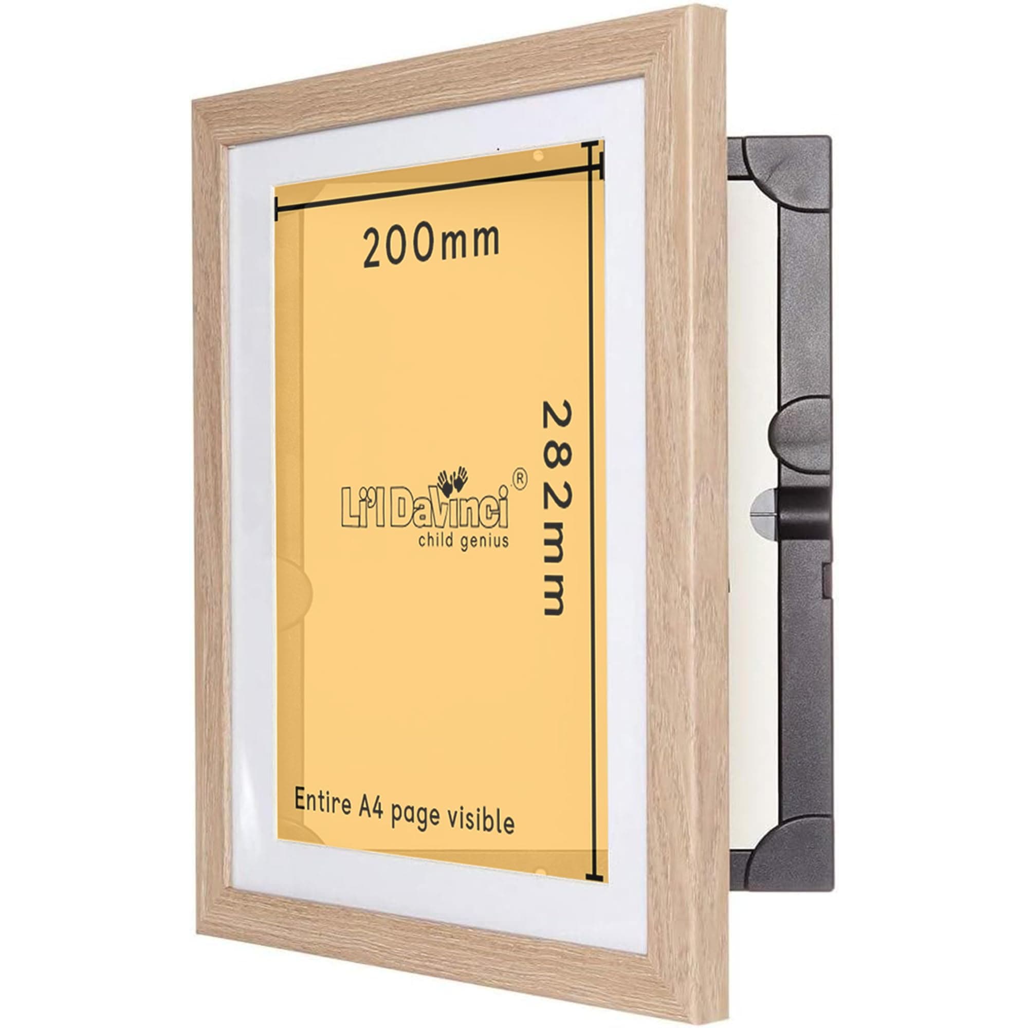 My Little DaVinci Wooden Picture Frame for 50 Pictures - Original Patented A4 Front Opening Photo Frames - Display or Hang Your Kids Artwork - Plexi-Glass Safe for Children… (Natural Plexi-Glass)