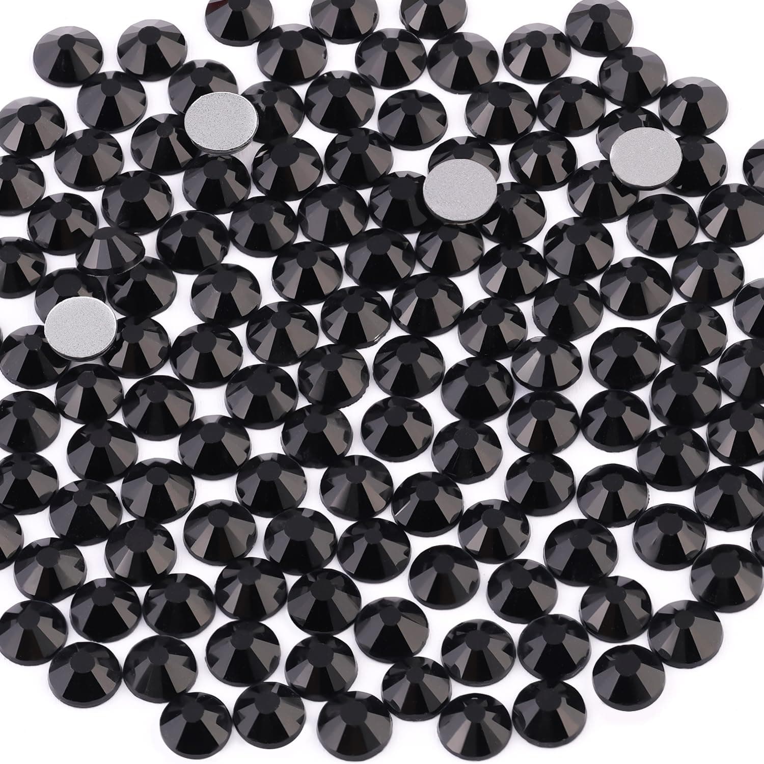 2000PCS SS20/5mm Glass Crystal Rhinestones (Jet Black), Flatback Black Rhinestones for Bedazzling Crafting DIY Crafts Nail Art Makeup Decoration, Gems Diamond Charms for Tumbler Shoes Clothing Mug