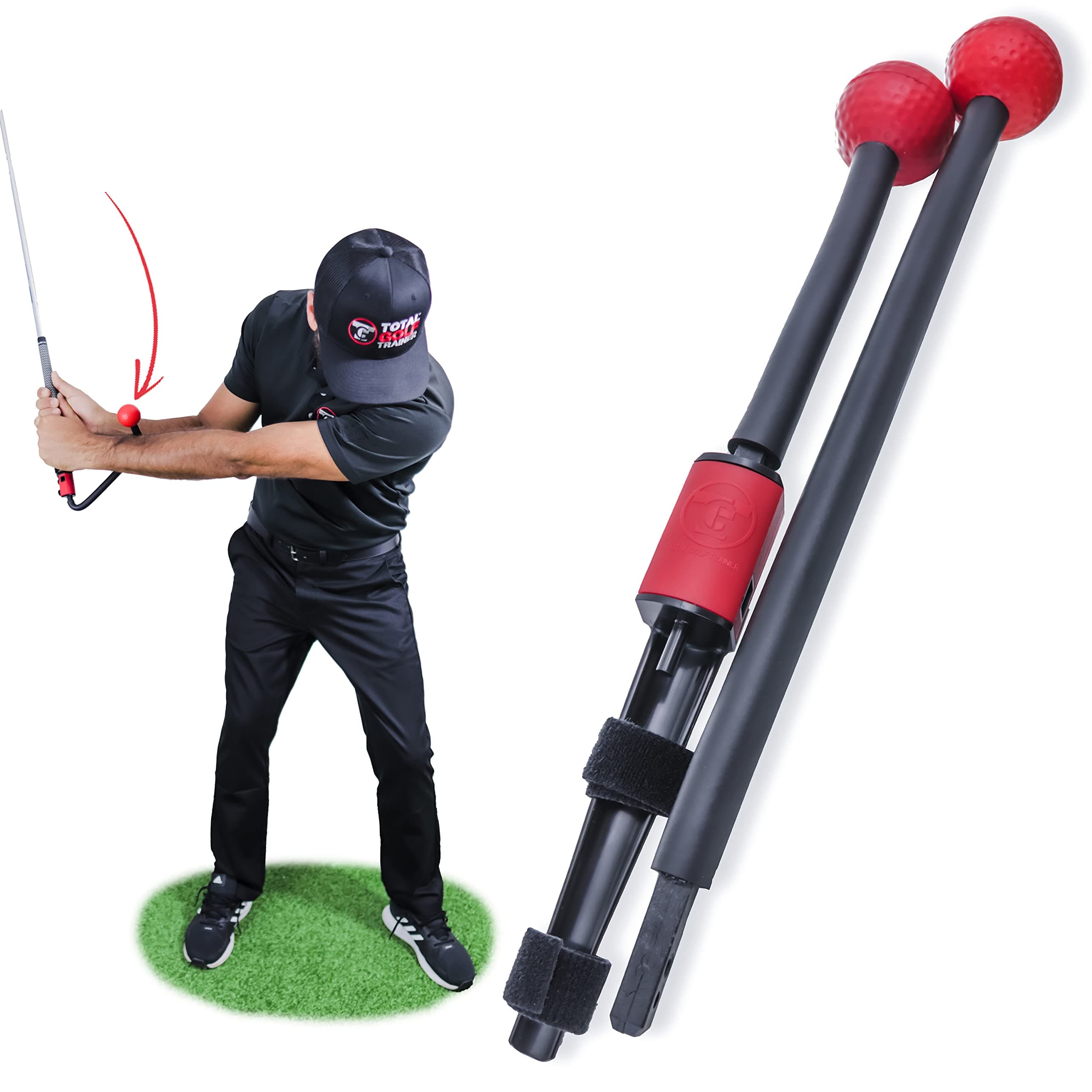 TOTAL GOLF TRAINER V2 Training Aid - Reinforces Short Game & Full Swing Takeaway, Club Path, Club Face, Lag, Impact, Release - Flexible Training Rods For Custom Settings That Can Shape Into Other Aids