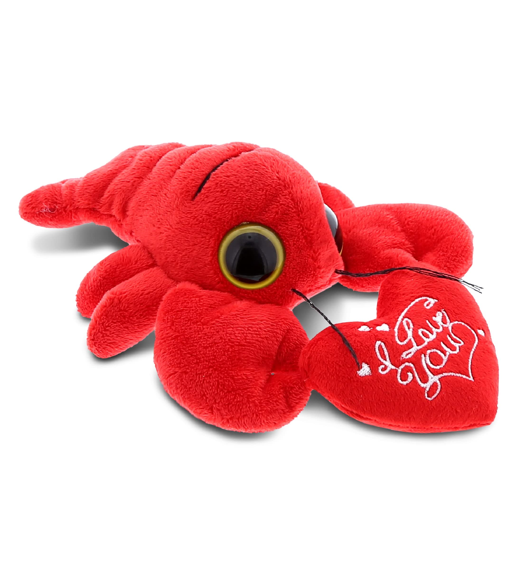 I Love You Valentine Plush Big Eye Red Lobster - Cute Stuffed Animal with Red Heart and Name Personalization Gift for Valentines Day, Birthday, Anniversary, Romantic Date - 6 Inches
