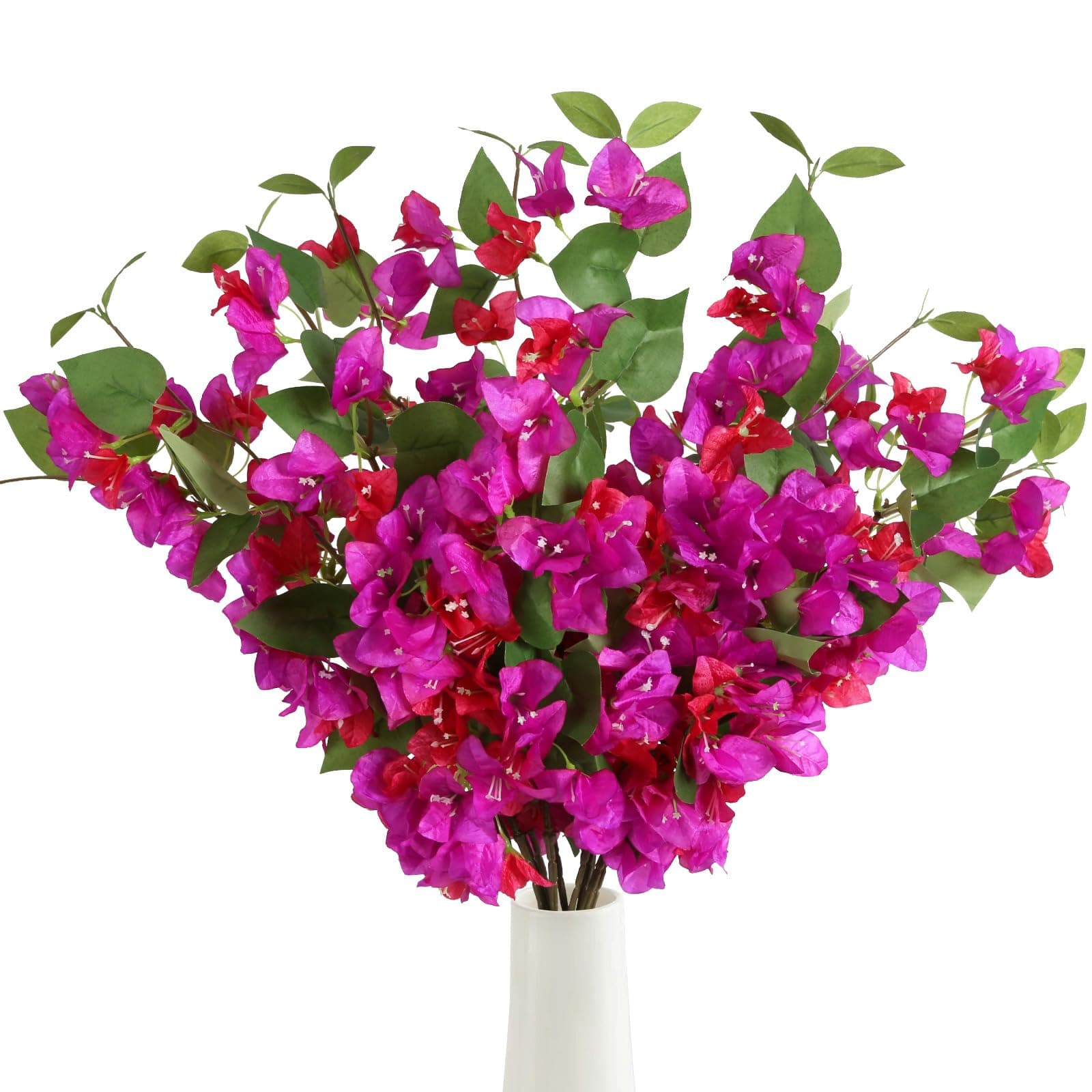 INSUNSIX Silk Bougainvillea Branches Artificial Flowers 8PCS 31.50" Long Stem Faux Bougainvillea Floral Fake Bougainvillea Hanging Flower Vines for Wedding Centerpieces Home Table (Fuchsia Mixed)