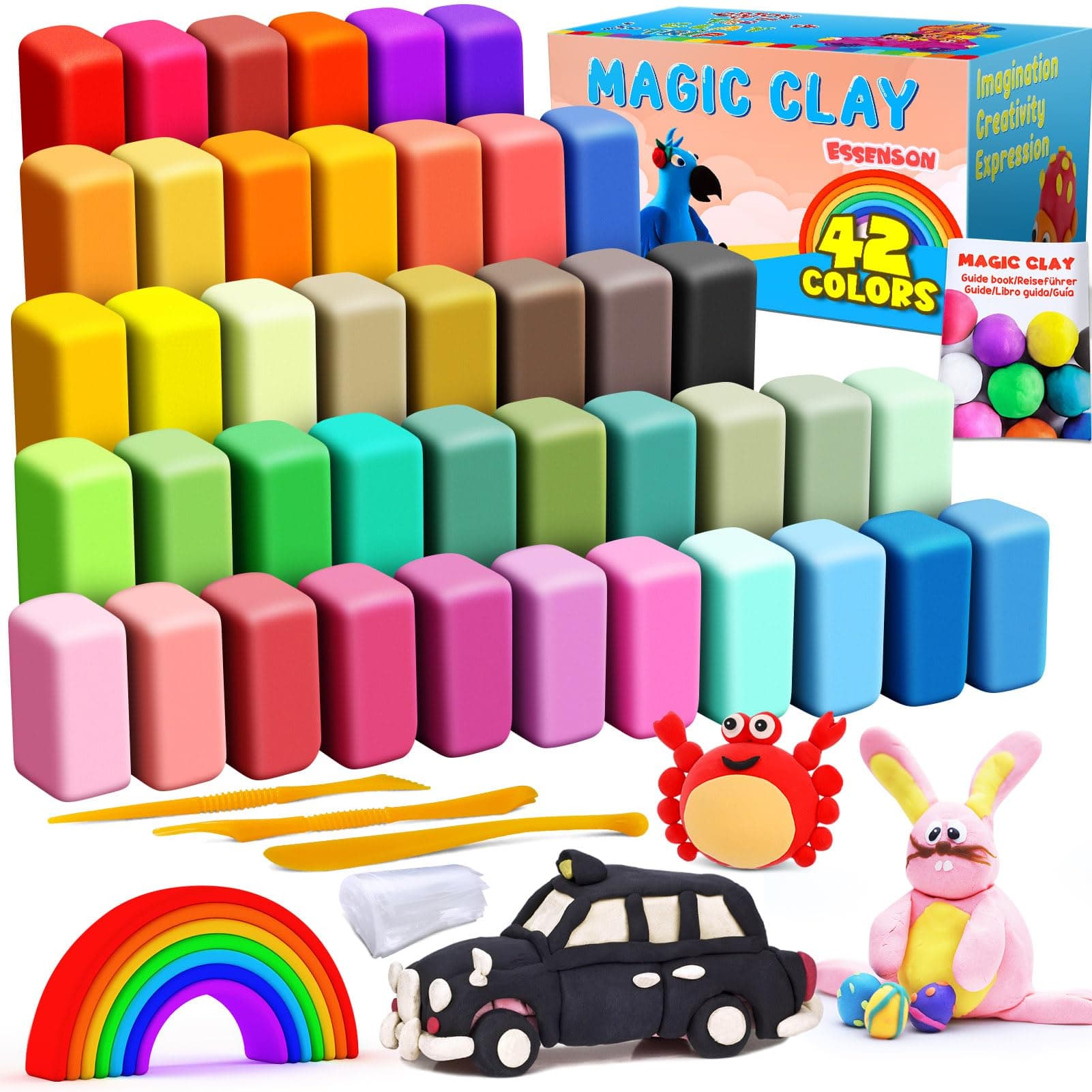 Air Dry Clay 42 Colors, Modeling Clay for Kids, DIY Molding Magic Clay for with Tools, Toys Gifts for Age 3 4 5 6 7 8+ Years Old Boys Girls Kids