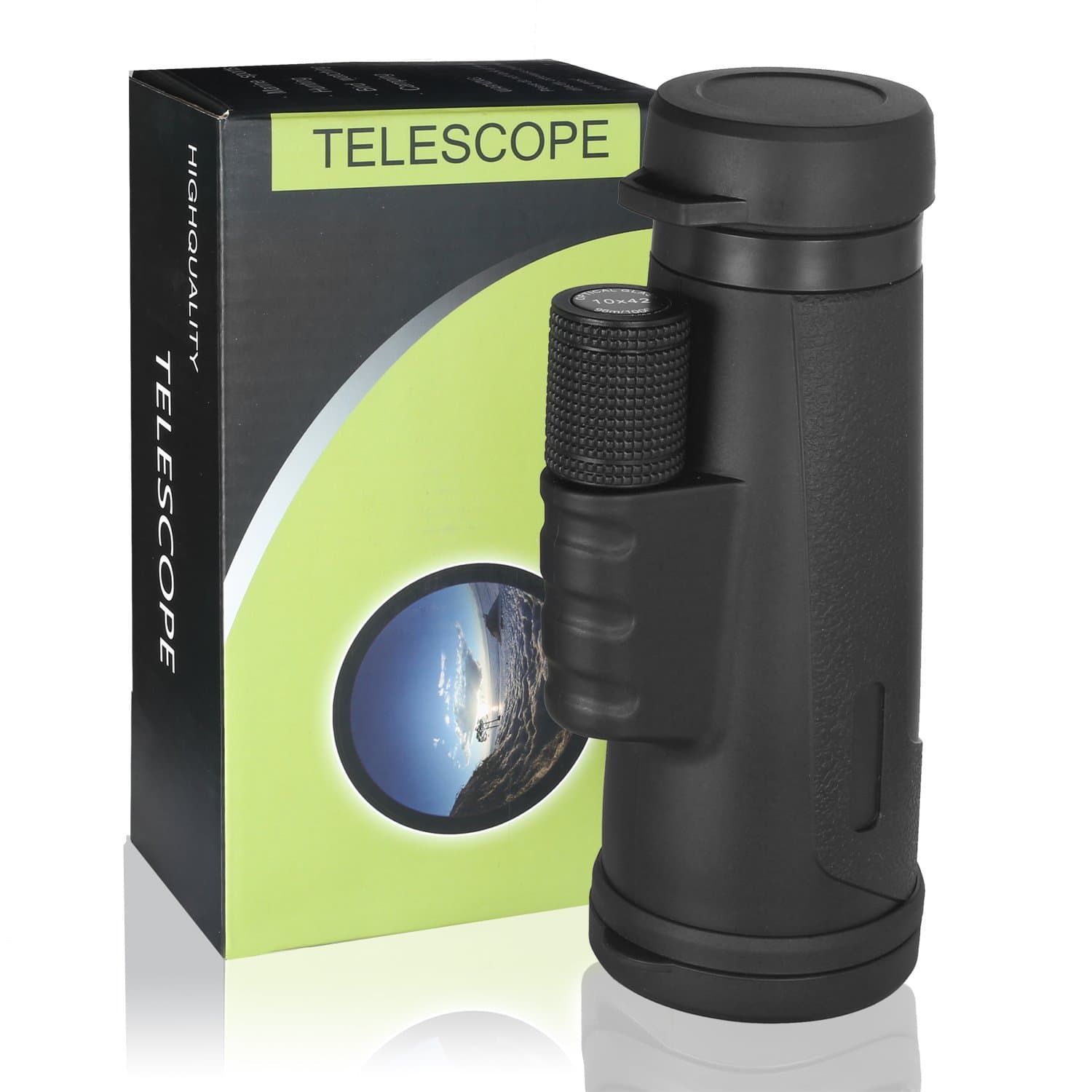 High Power 10X42 HD Eyepiece Monocular Telescope with Phone Clip and Tripod, Dual Focus Adjustment and Water-resist, for Bird Watching, Hunting, Camping, Travelling, Hiking, Outdoor, Wildlife Scenery