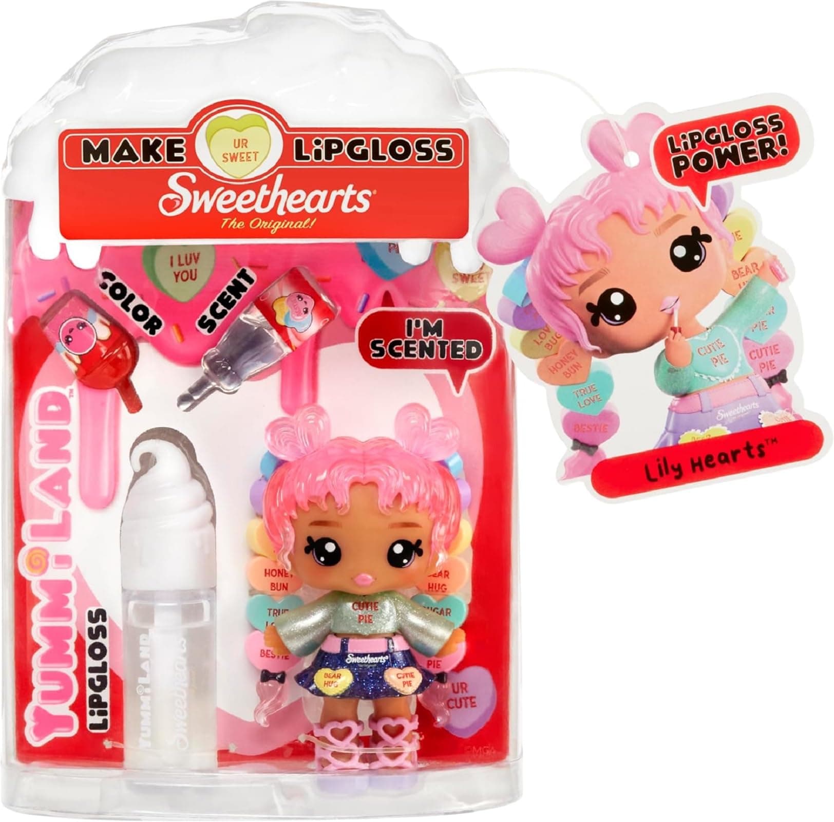 Yummiland x Sweethearts Lip Gloss Doll - Lily Hearts - Comes with DIY Lip Gloss Kit, Suitable for Children Ages 4+