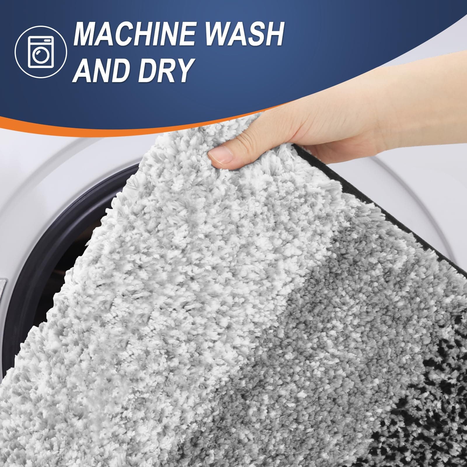 OLANLY Luxury Bathroom Rug Mat 30x20, Extra Soft and Absorbent Microfiber Bath Rugs, Non-Slip Plush Shaggy Bath Carpet, Machine Wash Dry, Bath Mats for Bathroom Floor, Tub and Shower, Black