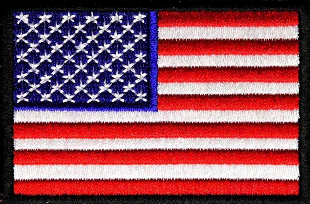 American Flag Patch with Black Borders (3 X 2 Inch) $3.95 with Free Freight from San Diego Leather