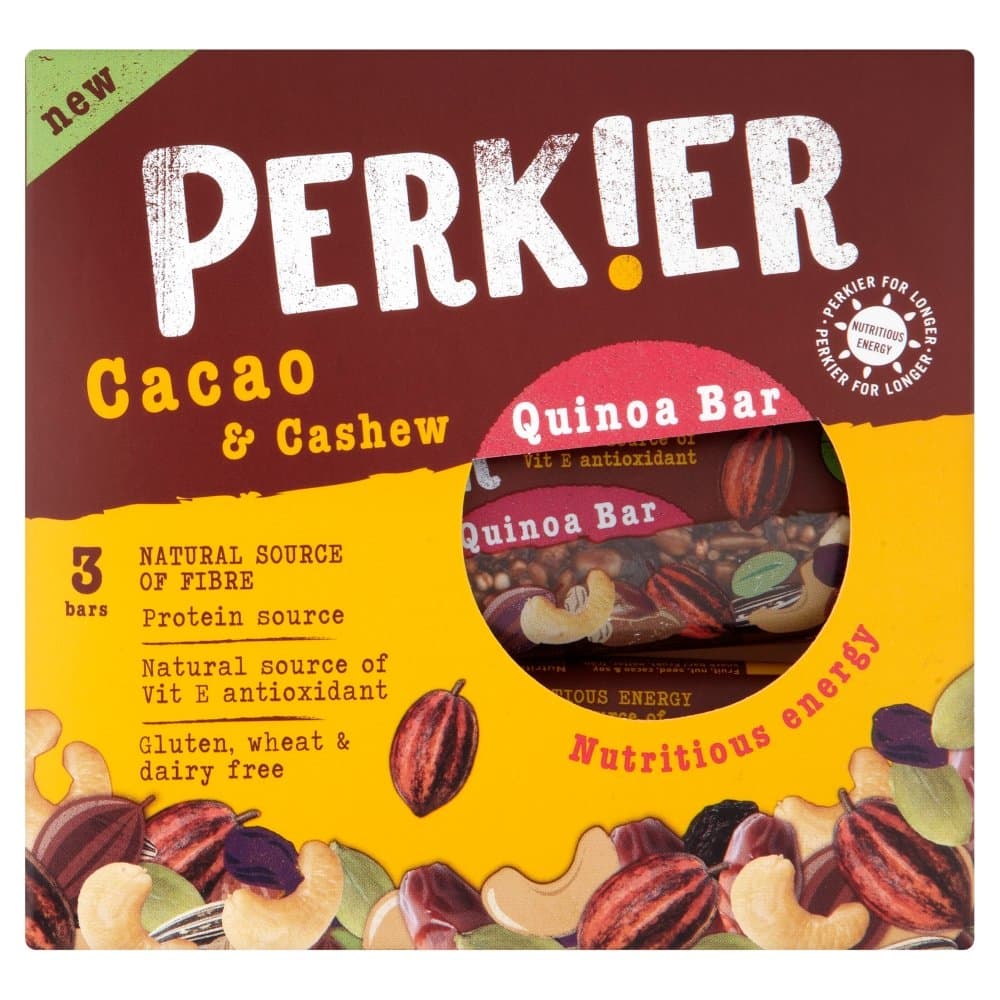 Perkier Cacao and Cashew Quinoa Bar, 105g