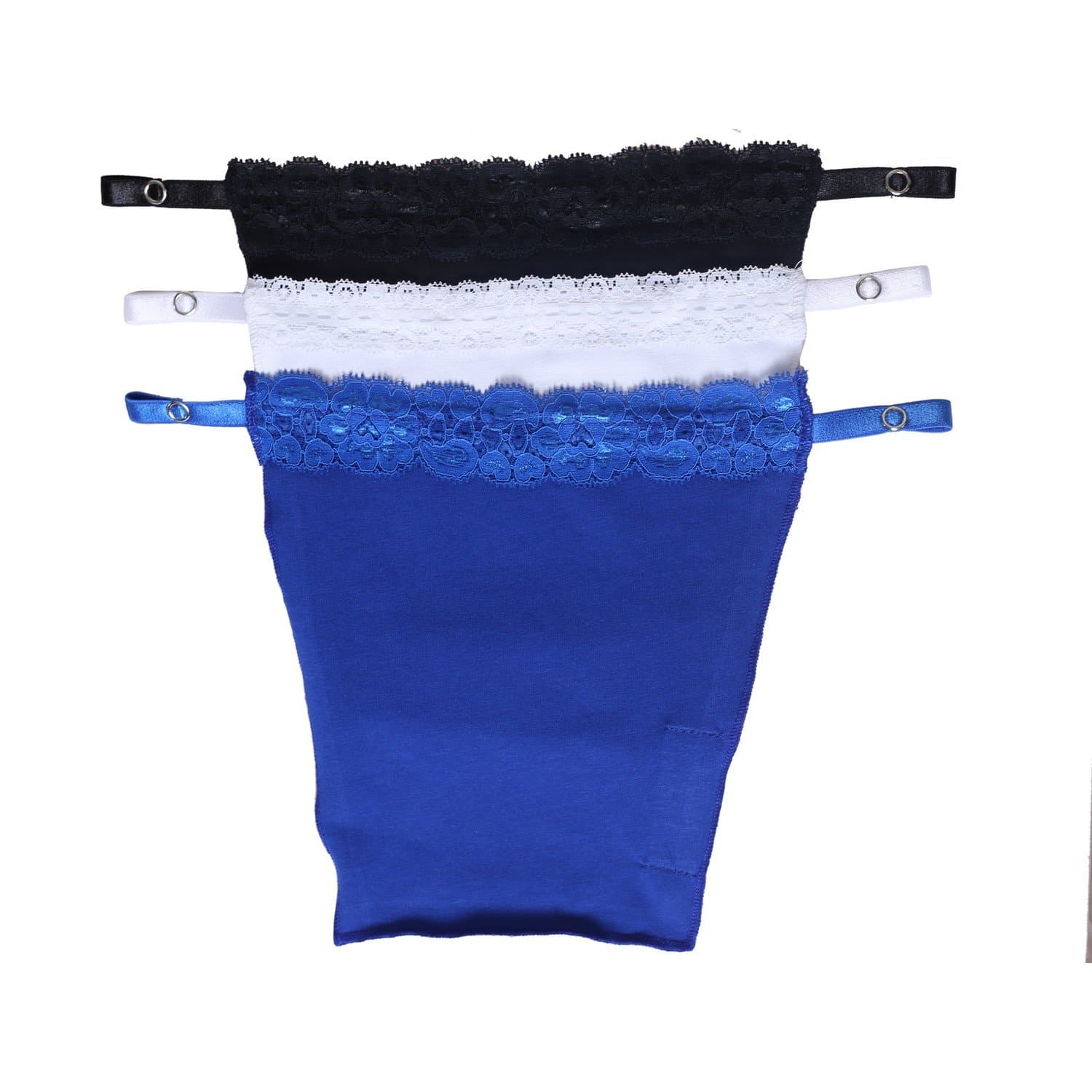 Finesse Miracle Cami - Cotton Clip On Camisole for Women | Mock Lace Cleavage Cover | Deep Neck Cover Up Inners | Slip Inner | Free Size | Set of 3