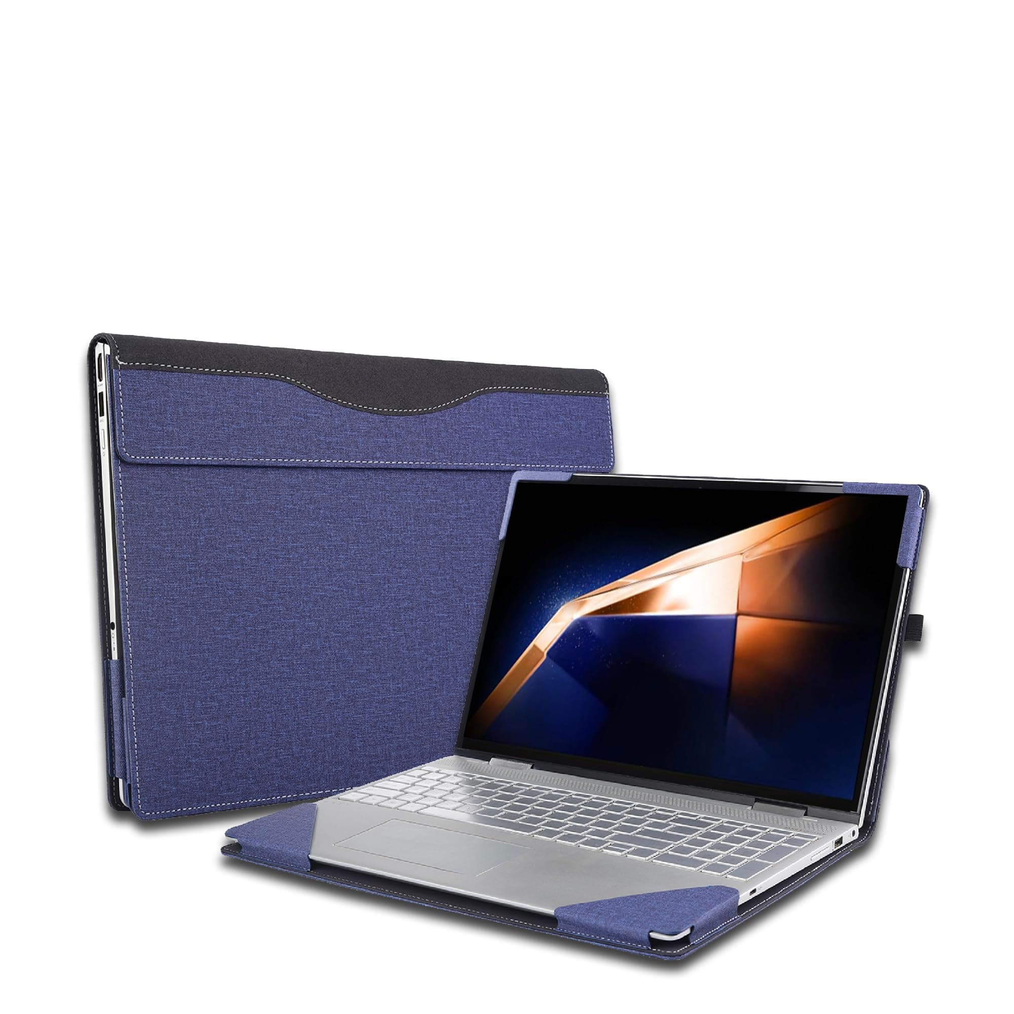 Laptop Case Cover for Samsung Galaxy Book4 Pro 360 & Ultra & Pro 2 in 1 PU Leather Protective Bag Sleeve with Pen Holder (Dark Blue)