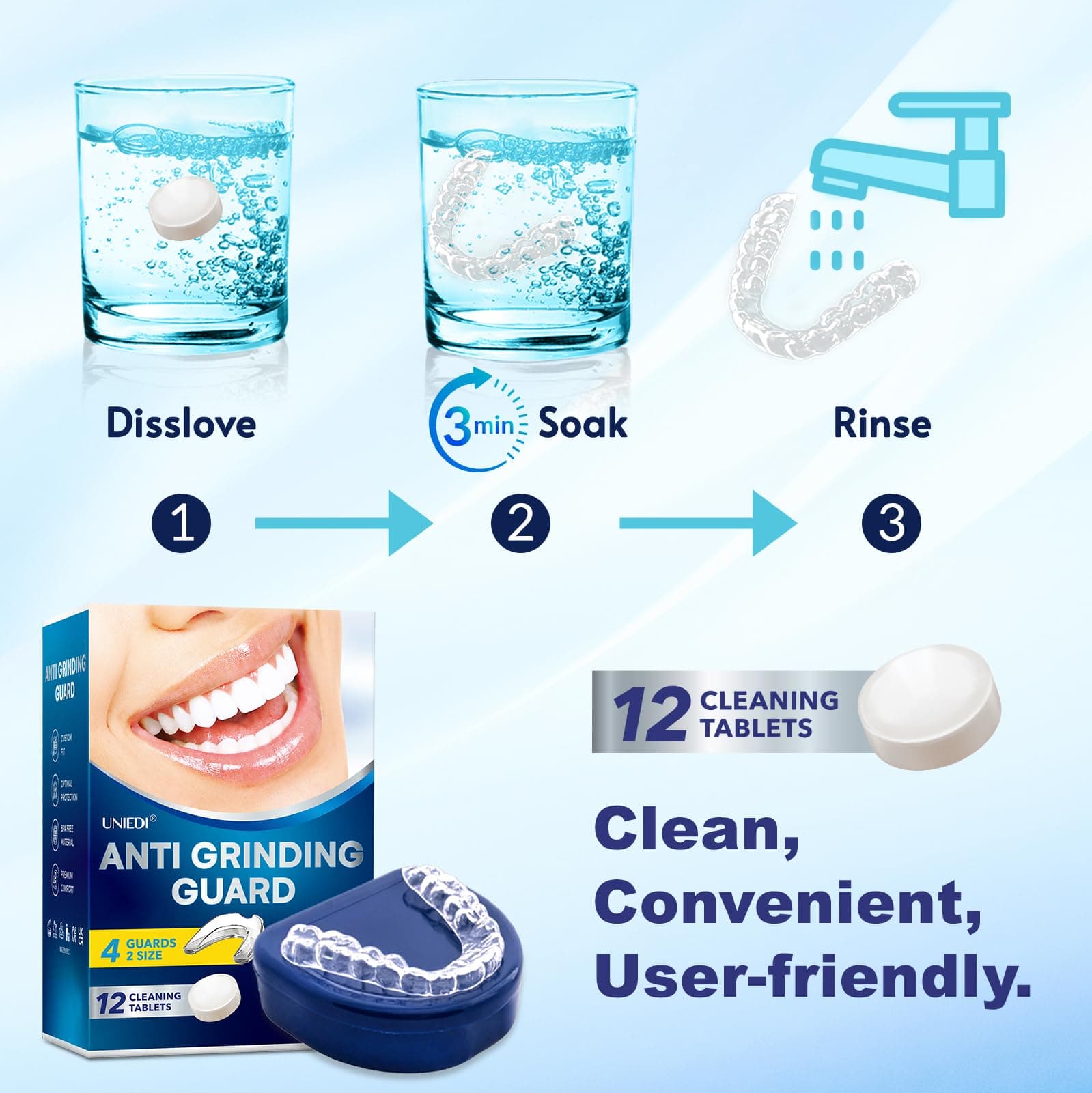 Mouth Guard for Teeth Grinding, Stops Bruxism, Reusable Night Guard for Sleeping