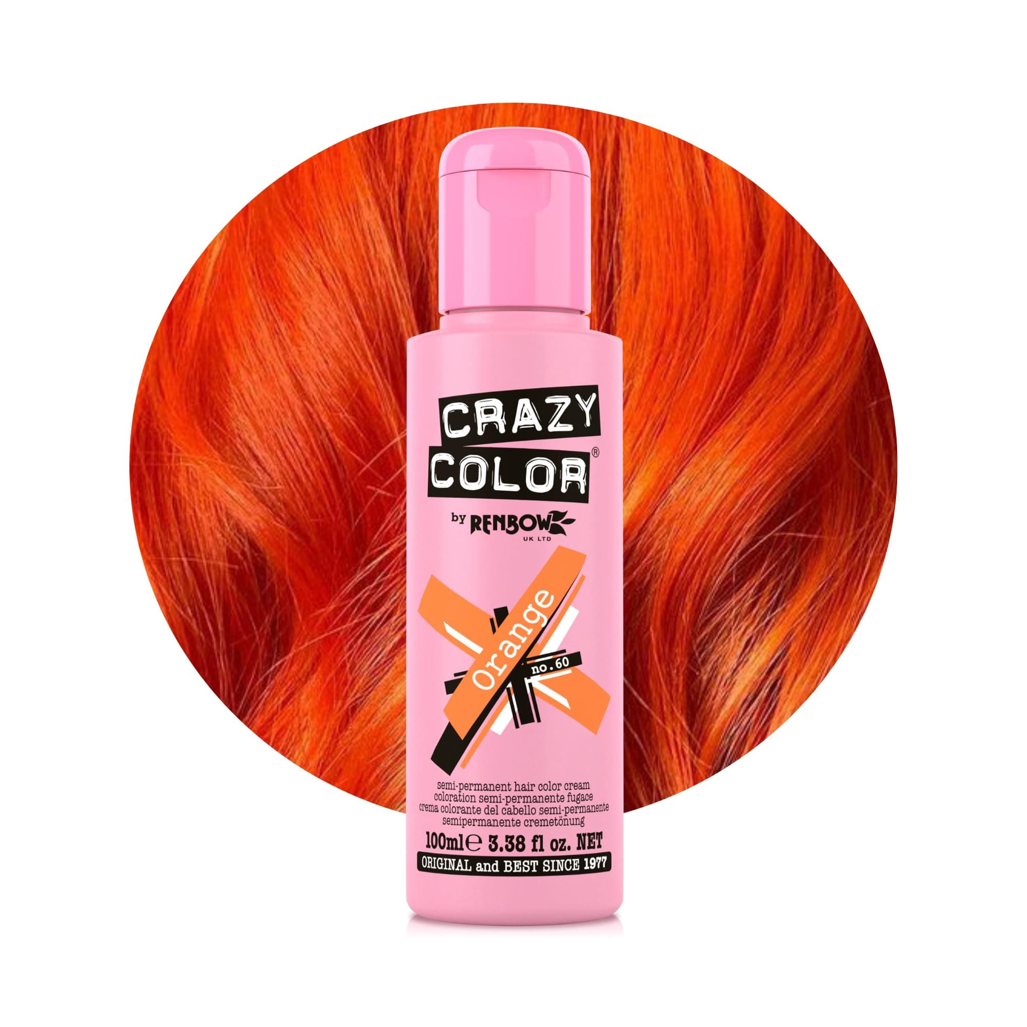 Crazy Color Vibrant Orange Semi-Permanent Hair Dye. Highly Pigmented Vibrant Copper Conditioning & Oil Nourishing Vegan Formula | No Bleach or Ammonia | 100ml
