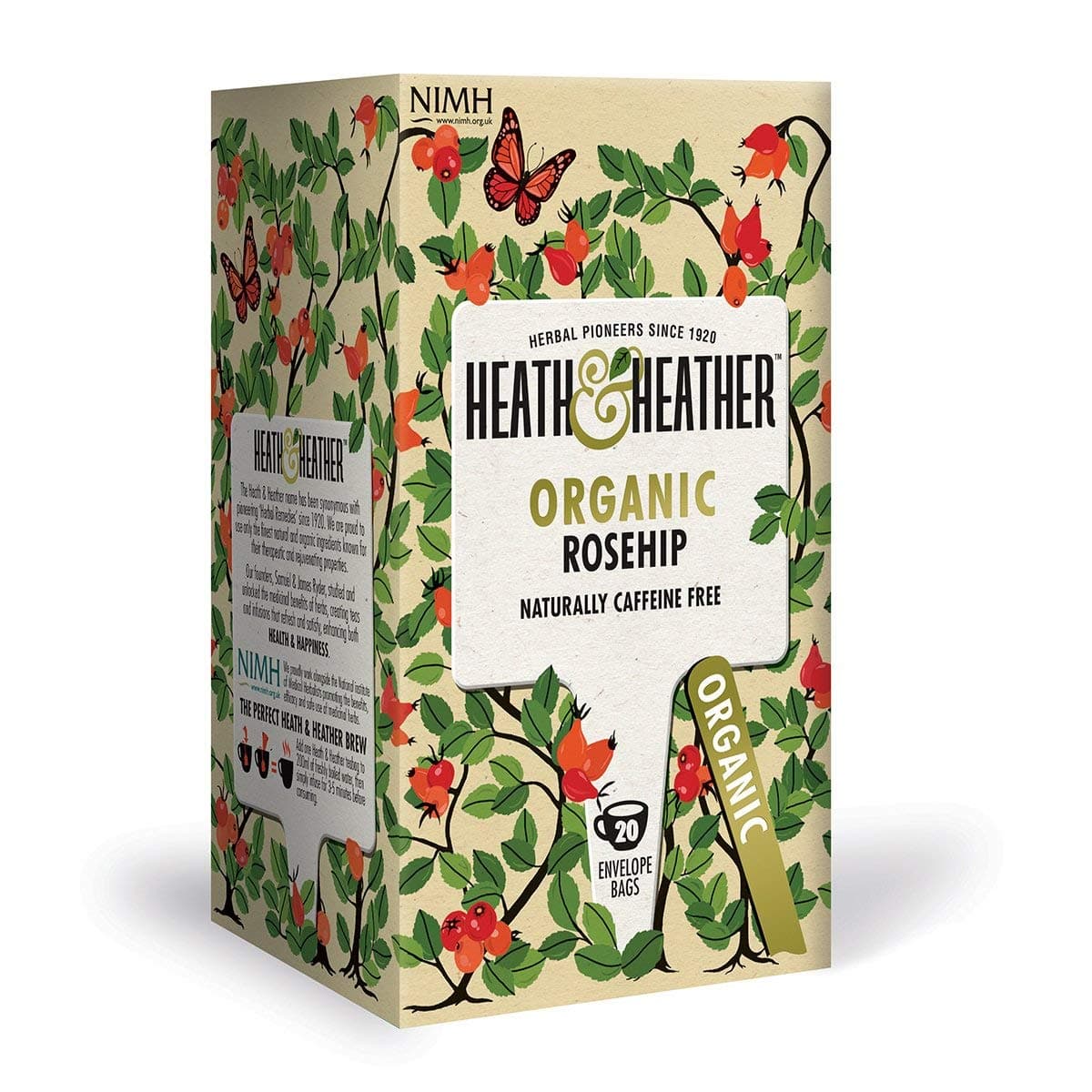 Heath & Heather Organic Wild Rosehip Tea 20 Bags (Pack of 6)