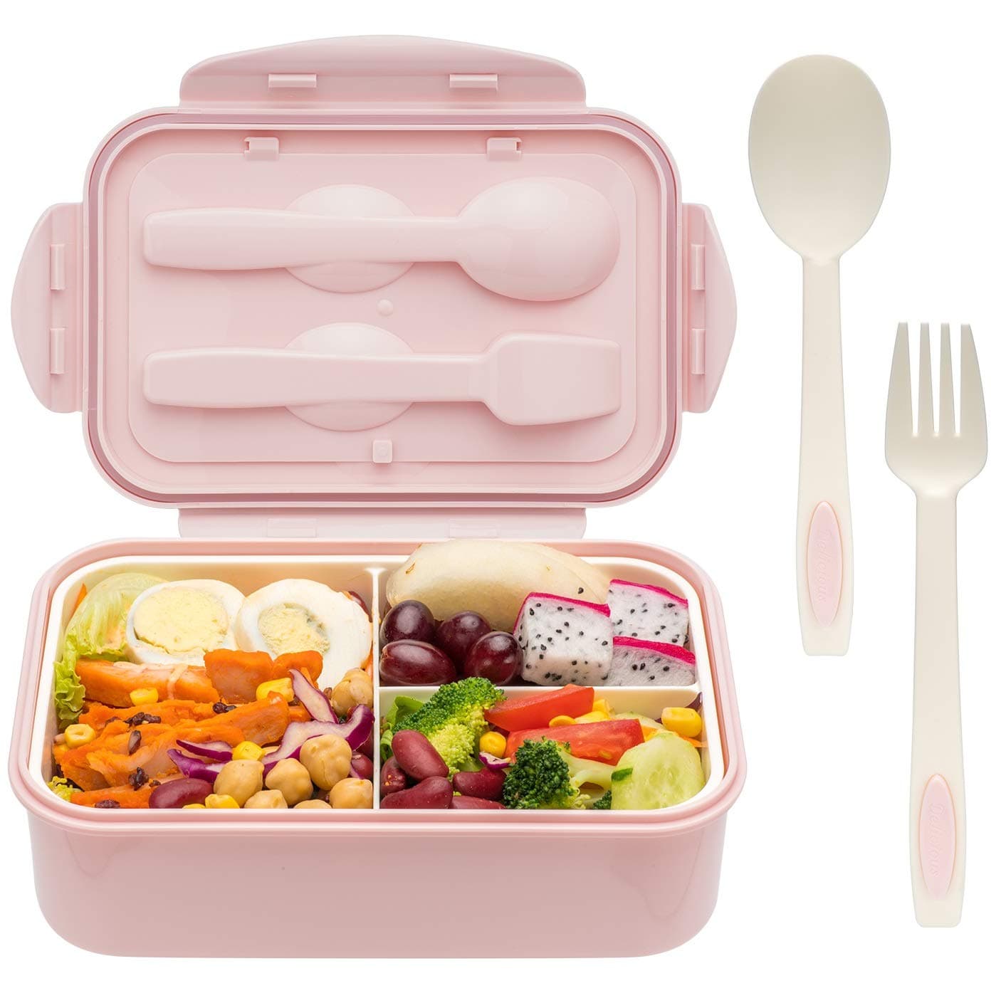LOVINA Bento Boxes for Adults - 1100 ML Bento Lunch Box For Kids Childrens With Spoon & Fork - Durable, Leak-Proof for On-the-Go Meal, BPA-Free and Food-Safe Materials