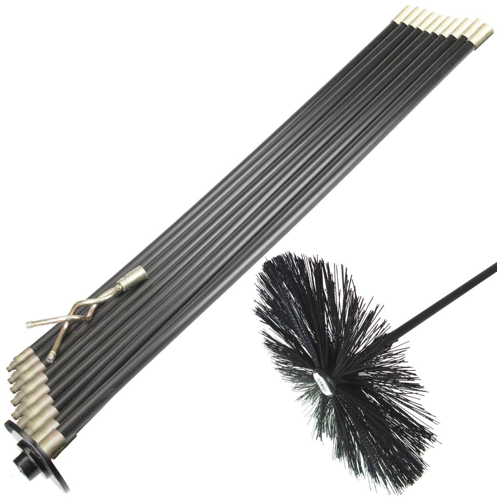 LIMITED 13 Piece 9M Drain Rods Set Plumbing Drainage Cleaning Set Worm Screw Plunger & Chimney Brush