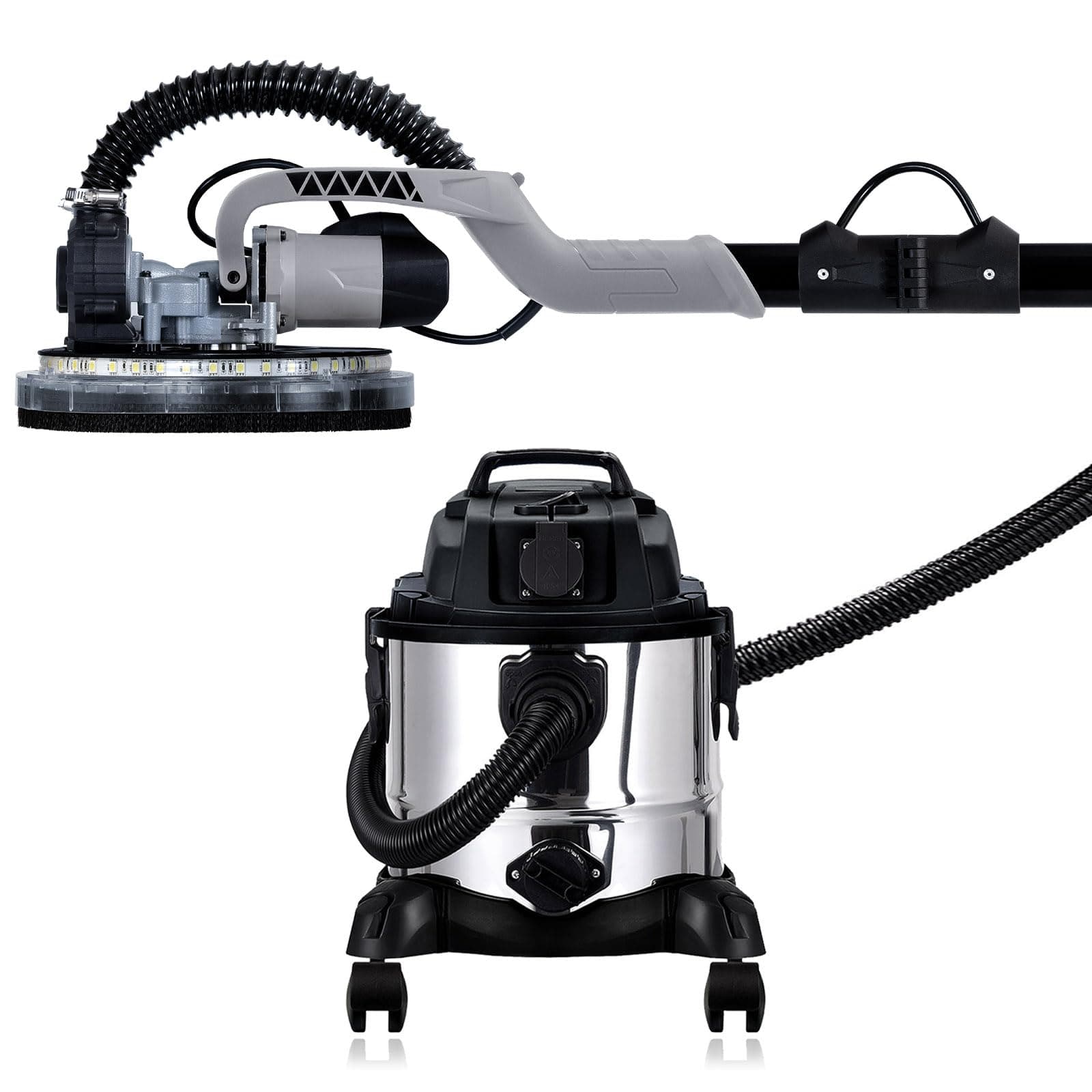 WerkuWK403070+WK402010 750W 225mm LED Light + Dry Vacuum Cleaner 1200W 20L Synchronization Power Tools 2000W HEPA Filter Sponge Filter