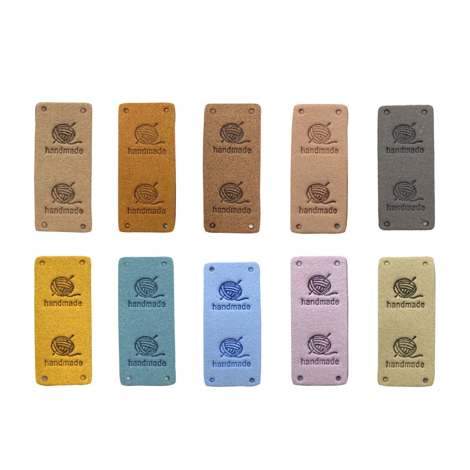 50 PU Leather Handmade Tag Labels with Holes, Embossed for Jewellery Making, Jeans Bags, Shoes, Hat (G)