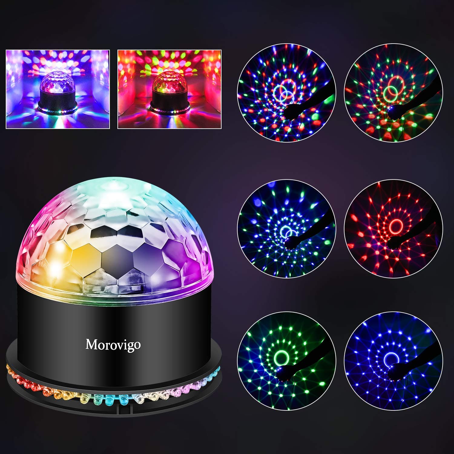 Sound Activated DJ Disco Lights Party Lights Dj Lighting, RBG Disco Ball, Strobe Lamp Stage Par Light for Home Room Dance Parties Birthday DJ Bar Karaoke Xmas Wedding Show Club Pub