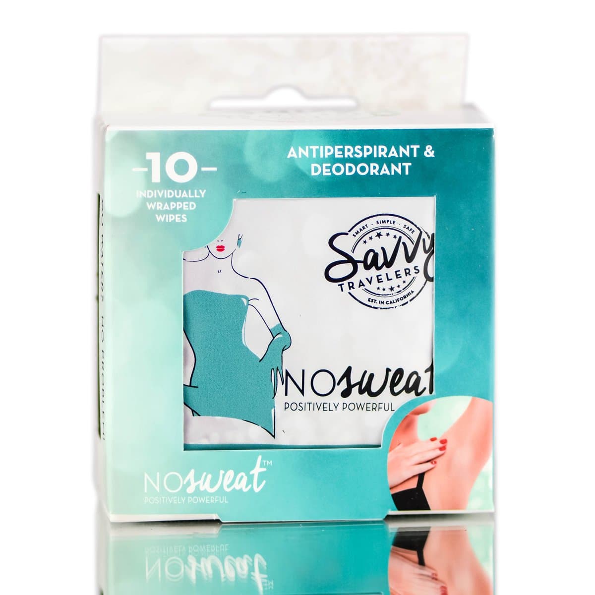Savvy Travelers - Individualy Wipes- Antiperpirant, Deodorant, Underarm, Body Cleanser - Vitamin E - On The go - 10 ct