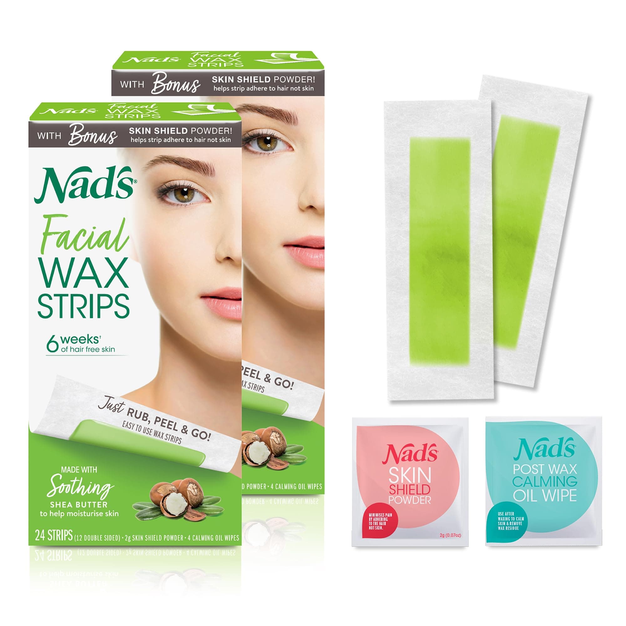 Facial Wax Strips, Fragrance free, 48 Count (Pack of 2)