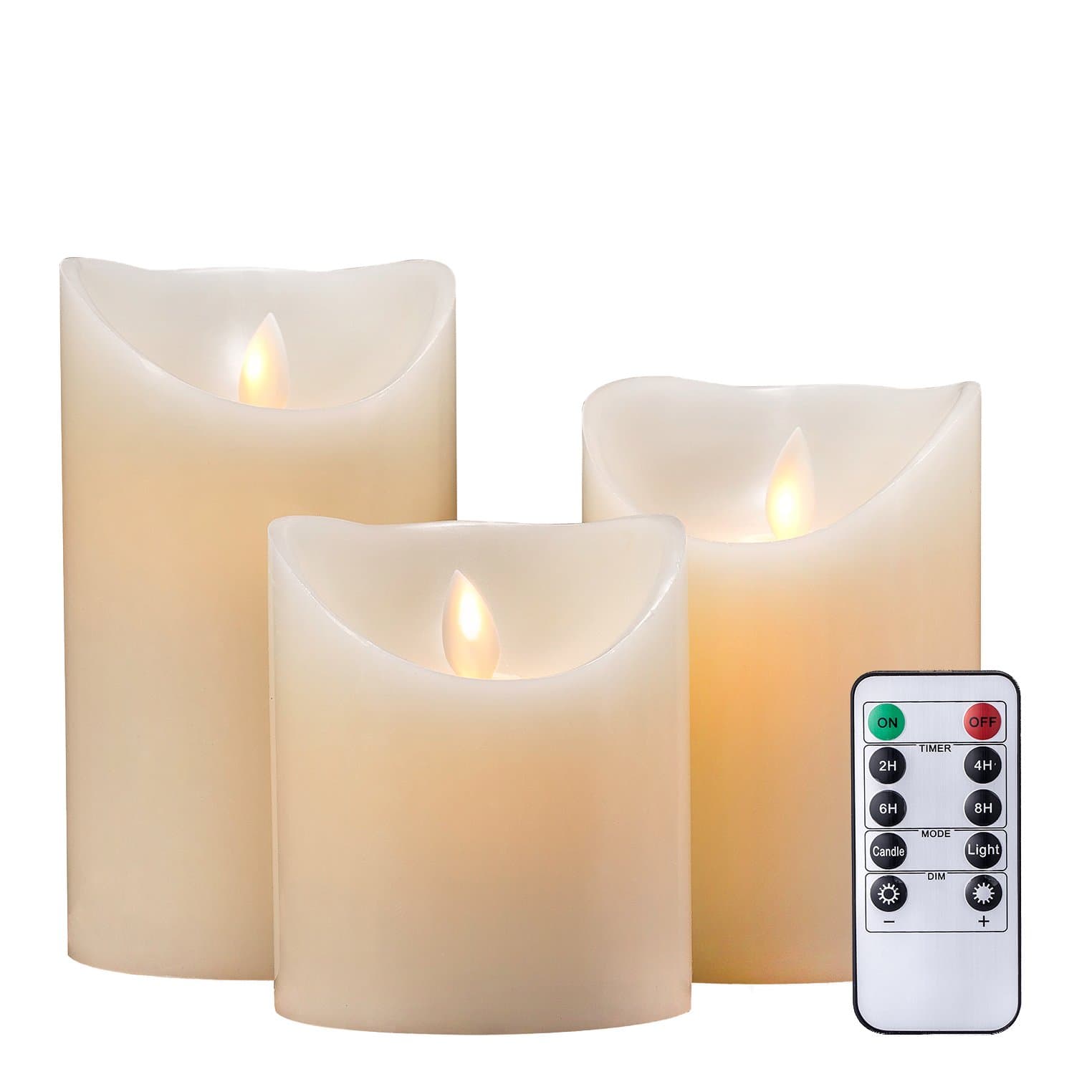 AIR ZUKER Flameless Candles Pillar LED Candle Battery Operated Candles Flickering Dancing LED Candle Real Wax Candle Motion Candle with Timer and 10-Key Remote, Height 4" 5" 6", 3 Pieces