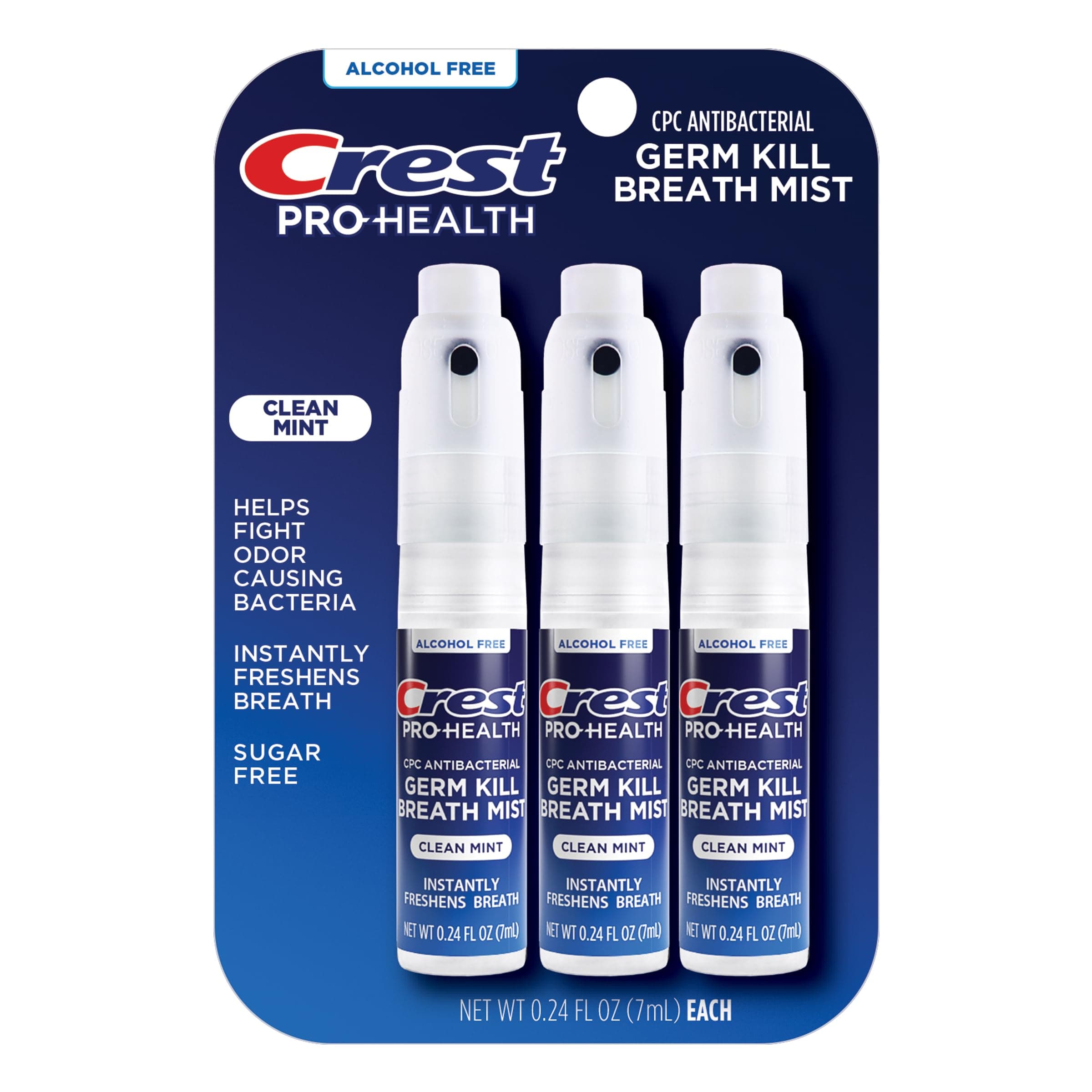 Pro-Health | Portable Alcohol-Free CPC Mist with Clean Mint Flavor | Instant Fresh Breath - 3 Count (0.24oz/7ml) Breath Spray