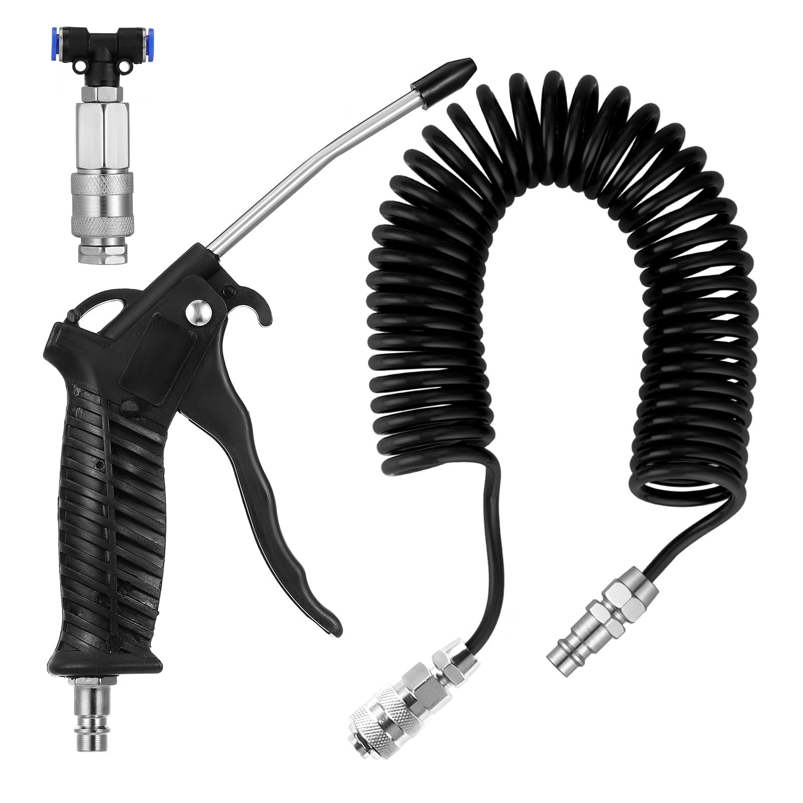Truck Air Duster Gun with 5 Metre Recoil Hose Blow Dust Gun Heavy Duty Air Gun Cleaning Kit for Lorry Truck Car