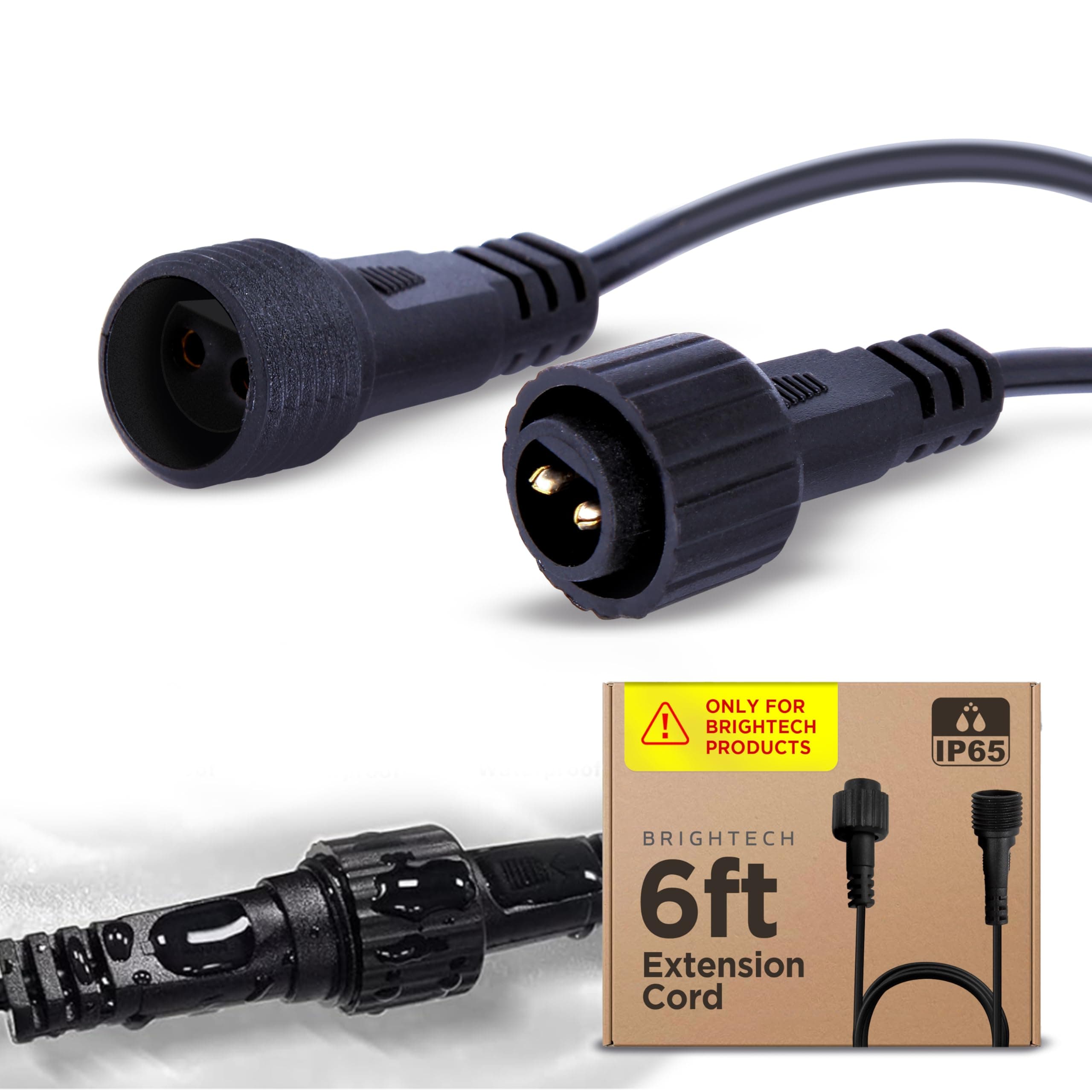 Brightech Ambience Pro Waterproof Extension Cable for Solar Outdoor String Lights, 6 Ft Extension Cord aka Wire for Solar Strip Lights