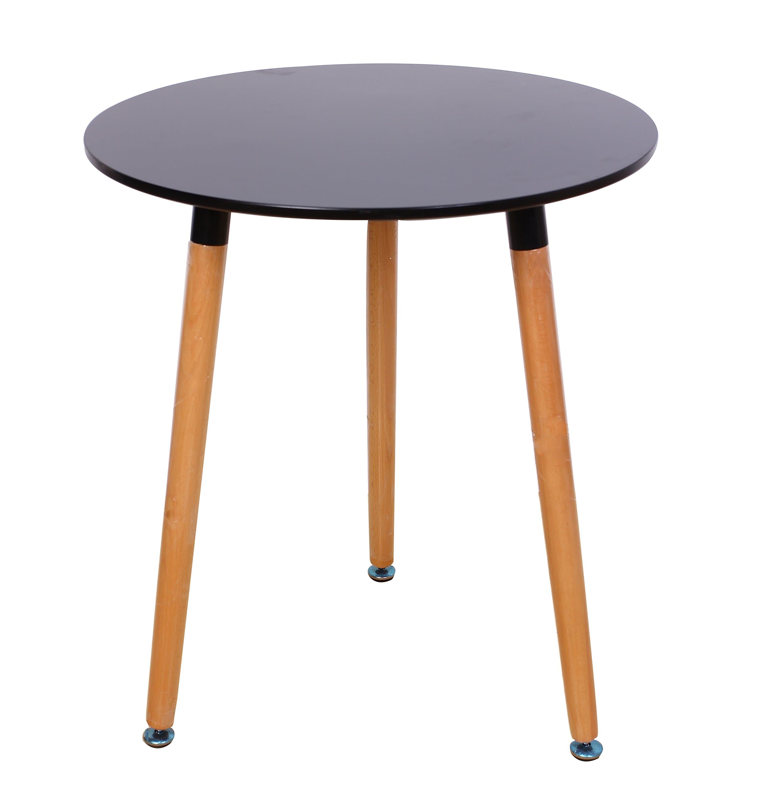 Creation Yusheng Black Round Modern Leisure Wooden Coffee Tea Table, Office Conference Desk with Wood Legs