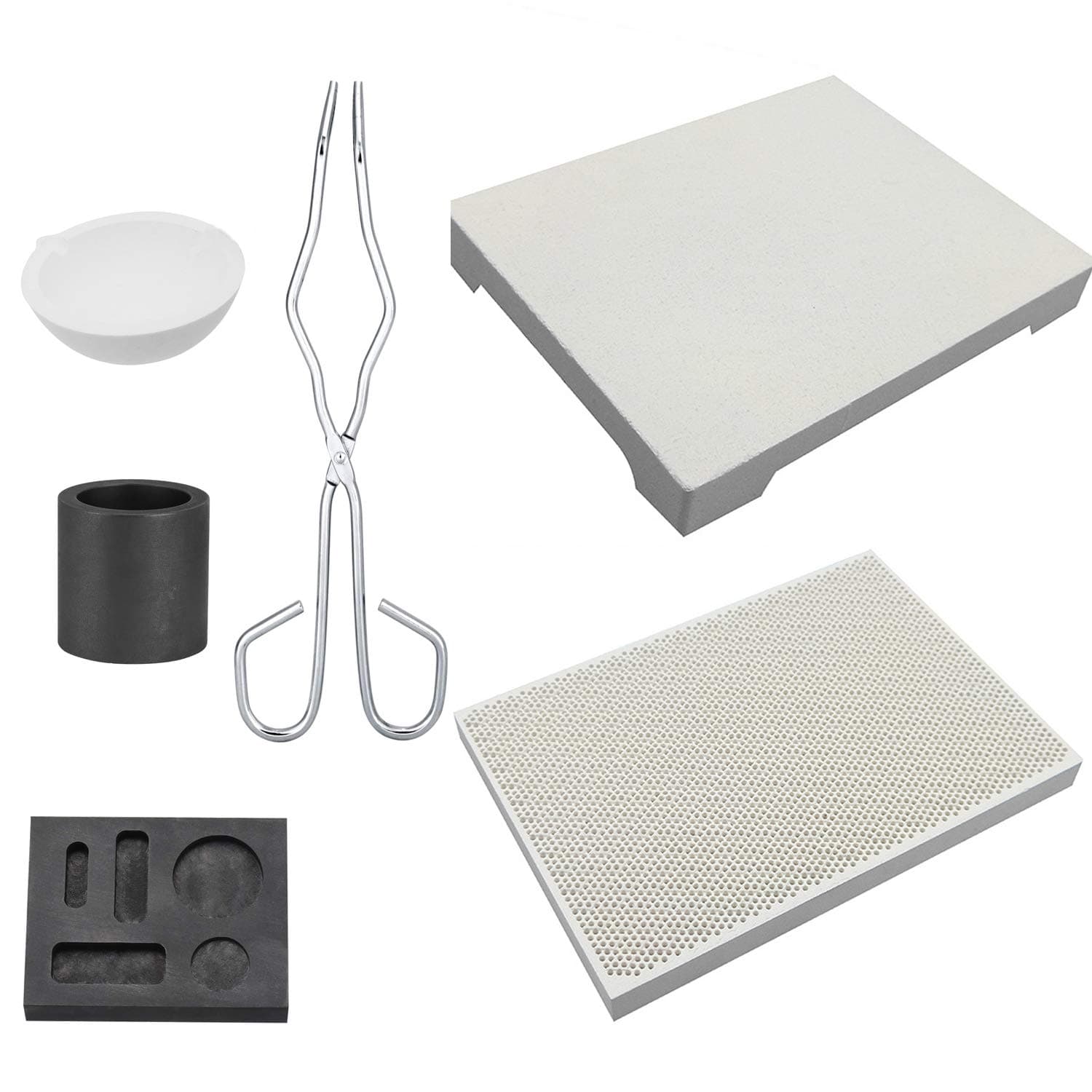 GanGou 6pcs Graphite Crucible Set, Ingot Mold Set High Purity Graphite Torch Melting Casting Kit for Metal,Gold,Silver and Copper Ingot Torch Melting Kit Tool Mould Set