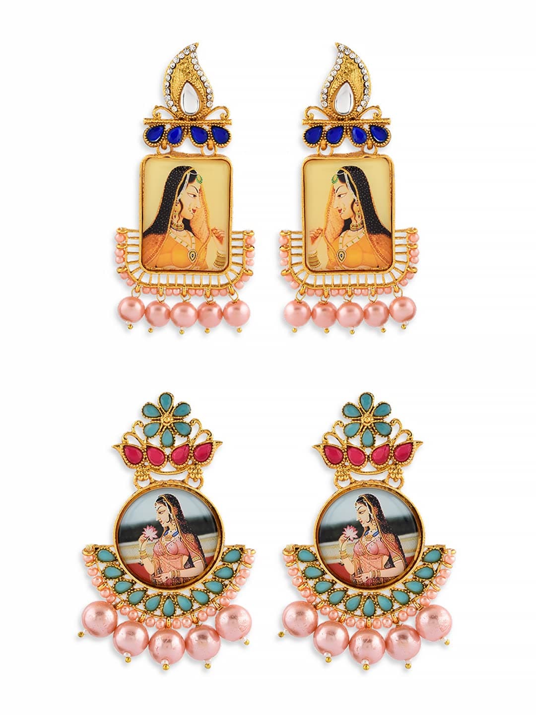 Combo of 2 Gold Tone Padmavati Inspired Dangle Earring For Women