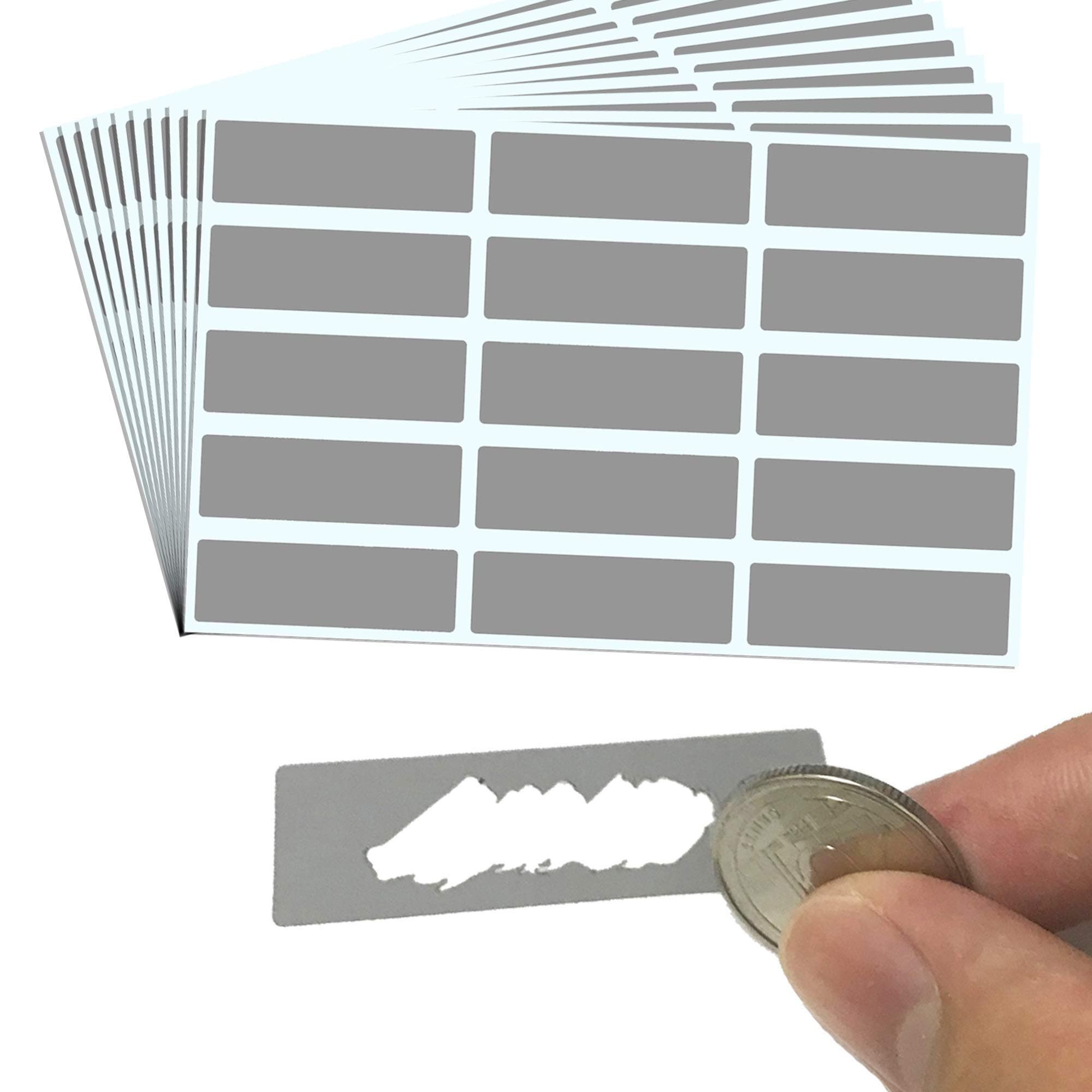 1200 Pieces, 48 x 15 mm, Scratch Off Labels Stickers Grey Rectangle