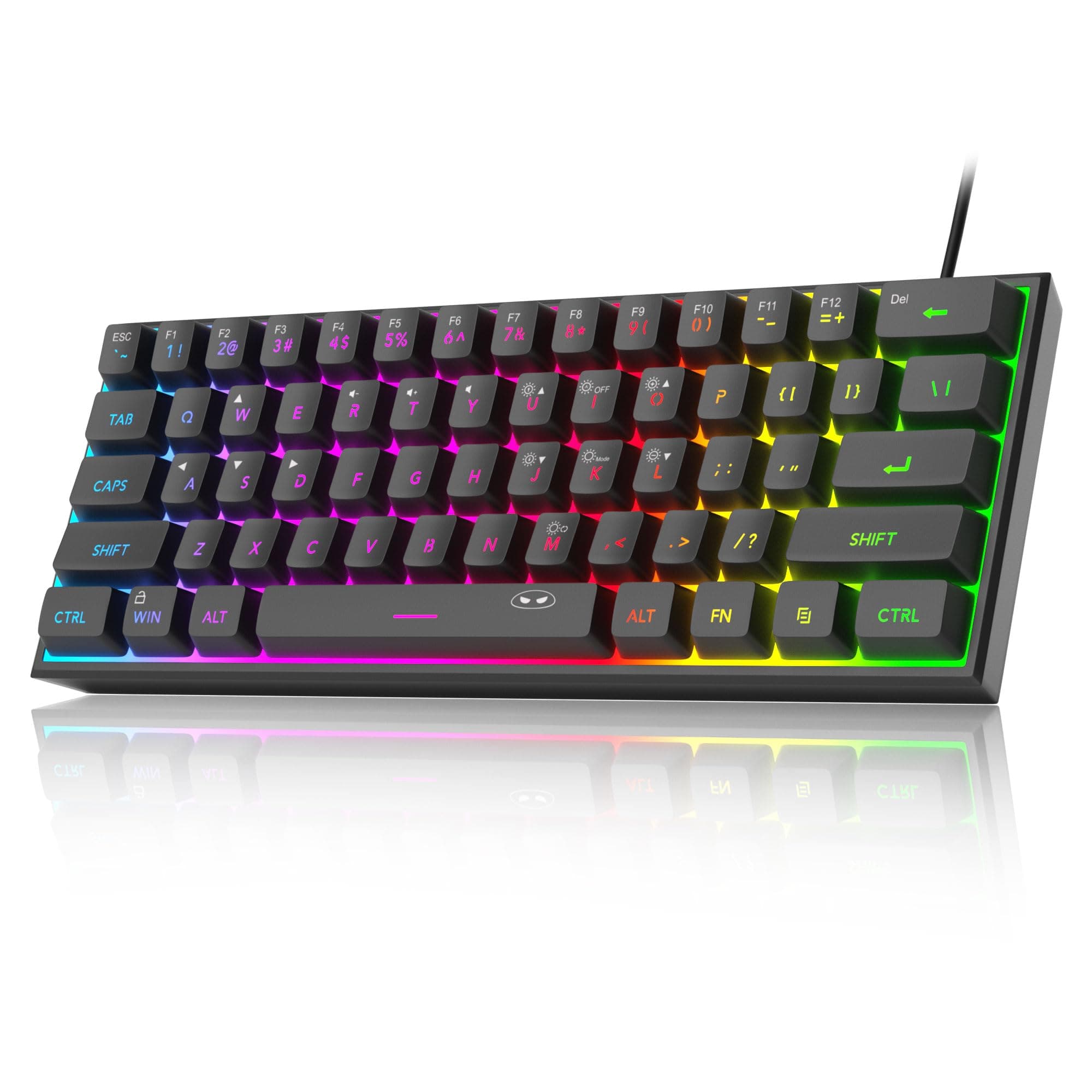 MageGee Mini 60% Gaming Keyboard, RGB Backlit 61 Key Ultra-Compact Keyboard, TS91 Ergonomic Waterproof Mechanical Feeling Office Computer Keyboards for PC, MAC, PS4, Xbox ONE Gamer(Black)