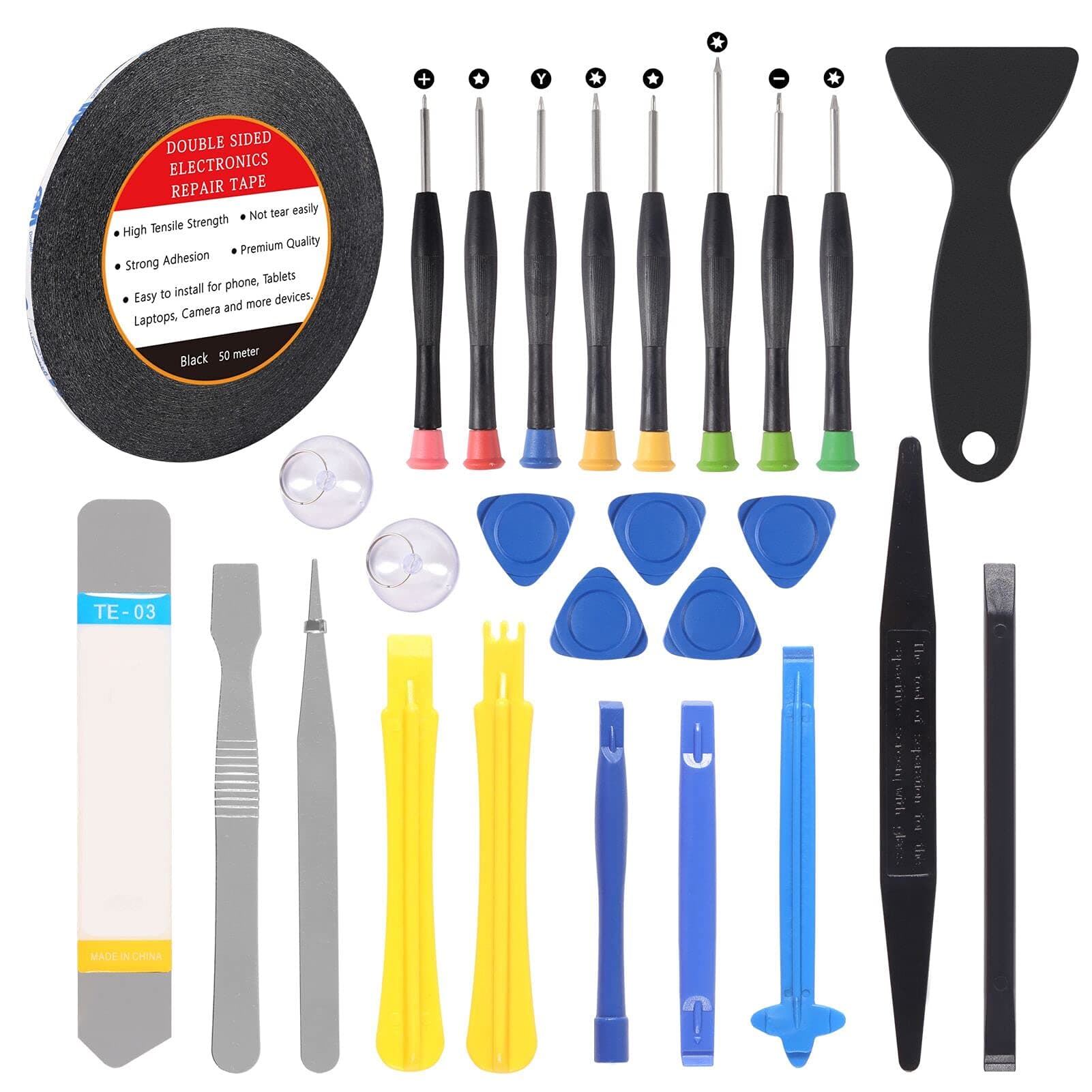 D-FLIFE 27 in 1 Professional Repair Tool kit Screwdriver Set incl 3mm Adhesive Tape for Various Smartphones and Tablets