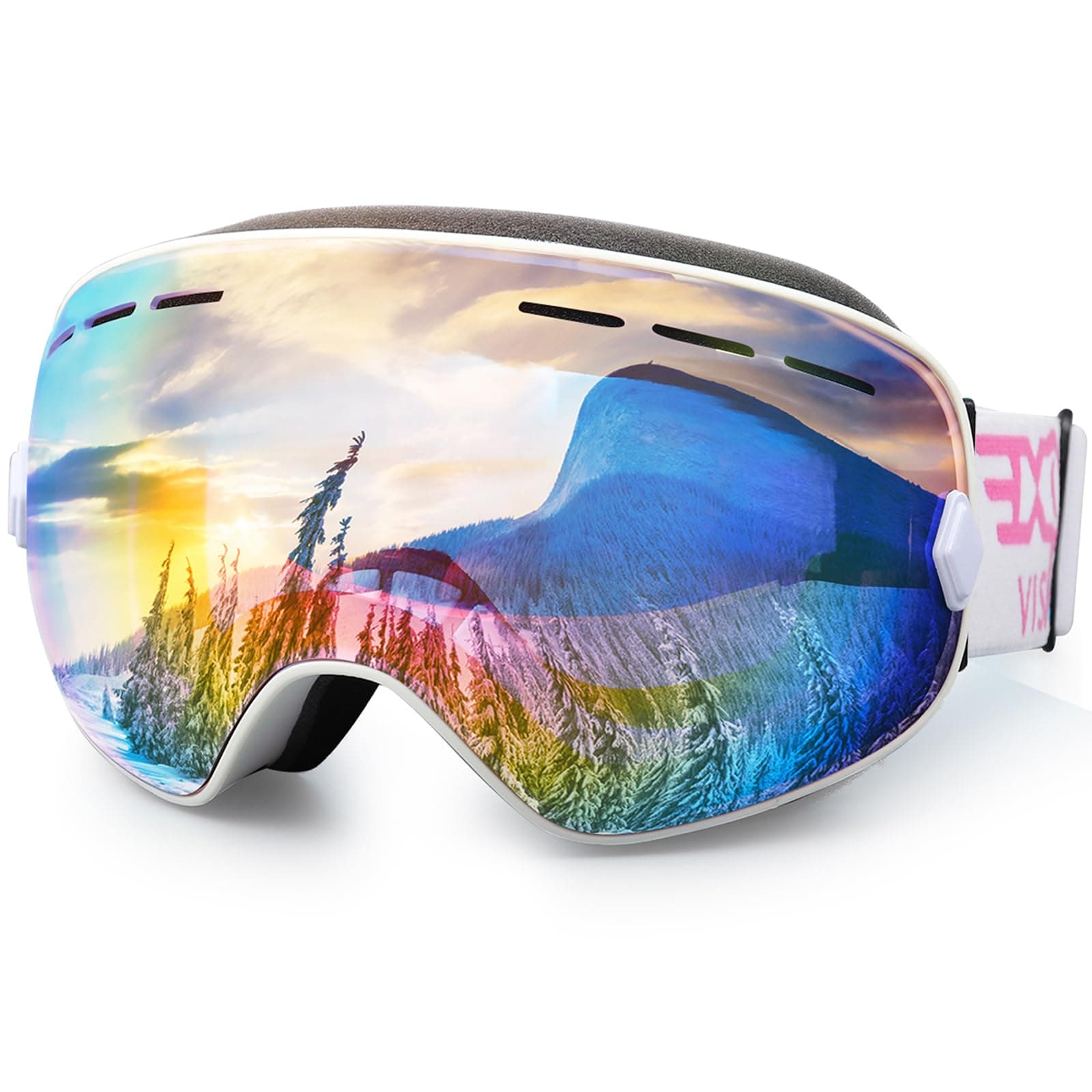 EXP VISION Snowboard Ski Goggles Men Women Youth, Anti Fog OTG Winter Snow Goggles Spherical Detachable Lens