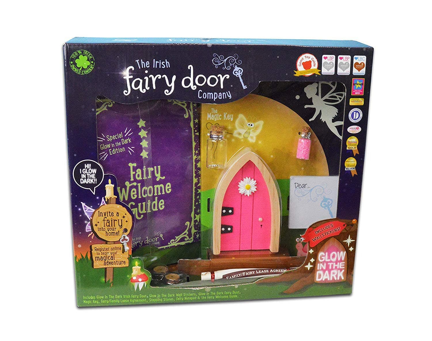 The Irish Fairy Door Company Glow in the Dark Pink Door