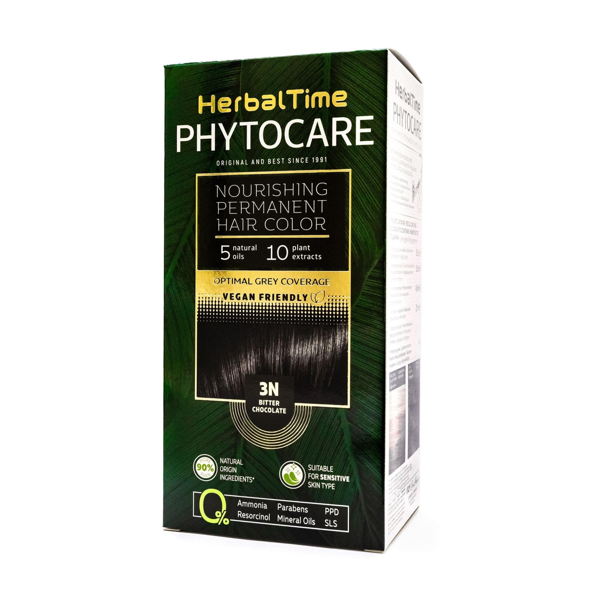 Phytocare Permanent Hair Dye Color Bitter Chocolate 3N | Professional Natural Hair Dye Kit | Nourish and Protect Your Hair | Ammonia, PPD and SLS Free | 124.5 ml