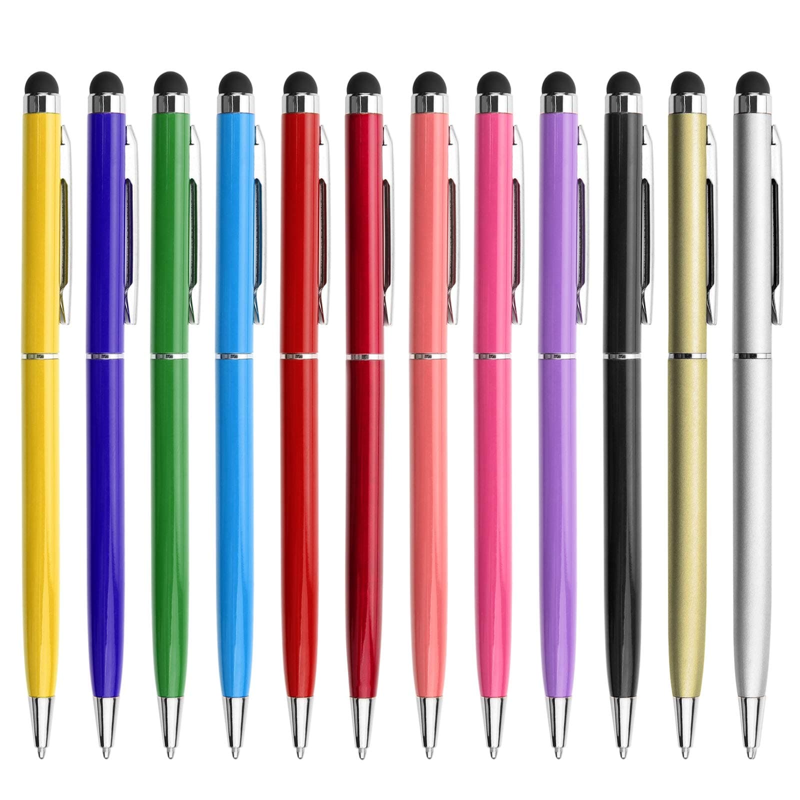 innhom 12 Pack Stylus Pens for Touch Screens Stylus Pen for ipad Compatible with iPad iPhone Tablets Samsung Kindle and Black Ink Ballpoint Pens-2 in 1 Stylists Pens