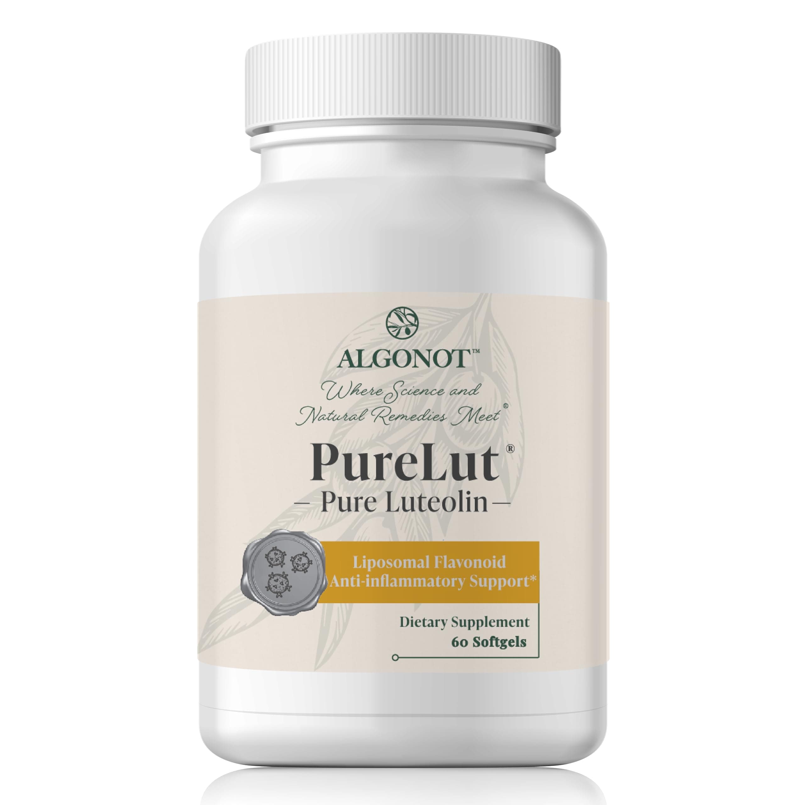 Algonot PureLut: Liposomal Luteolin - 60 gelcap | Patented Olive Oil Formula