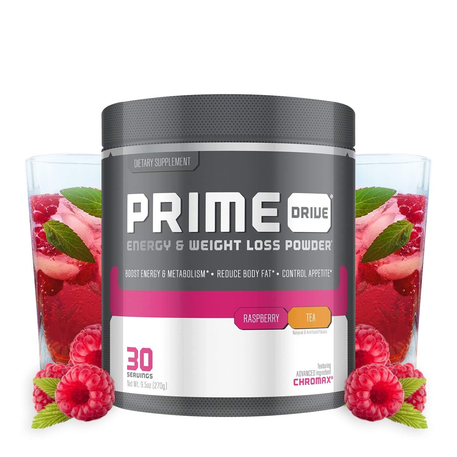 Prime Drive Energy Raspberry Tea Pre Workout Energy Drink Powder, Provides Extreme Energy, Focus and Intensity, Boosts Metabolism 10.2oz (30 Servings)